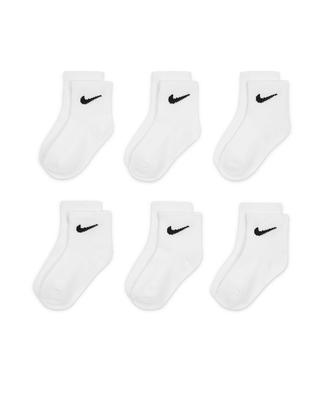 Nike Logo Ankle Socks Box Set (6 Pairs) Baby Socks - White