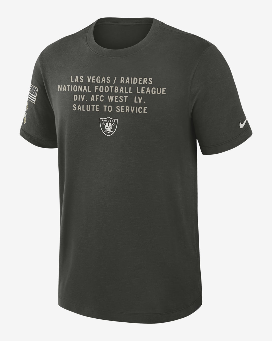 Las Vegas Raiders Salute to Service Slub Men's Nike Dri-FIT NFL T-Shirt - Forest Green