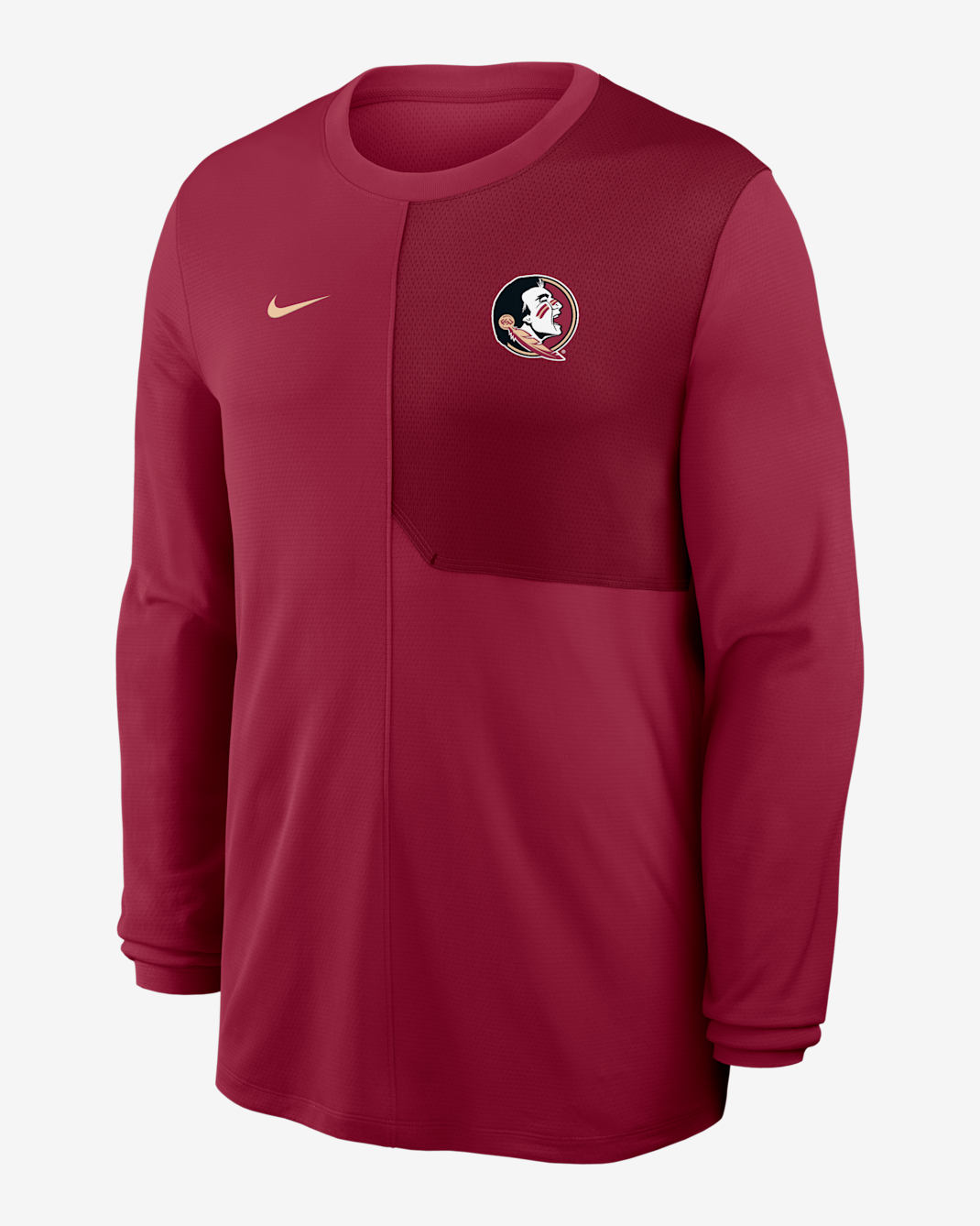 Florida State Sideline Coach Men's Nike Dri-FIT College Long-Sleeve Top - Garnet