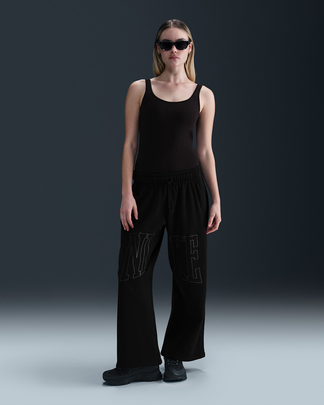 Nike Sportswear Women's Mid-Rise Oversized Open-Hem French Terry Pants - Black