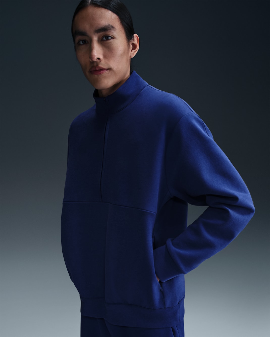 เสื้อซิปสั้น Dri-FIT ผู้ชาย Nike 24.7 ImpossiblySoft - Deep Royal Blue/Blue Void