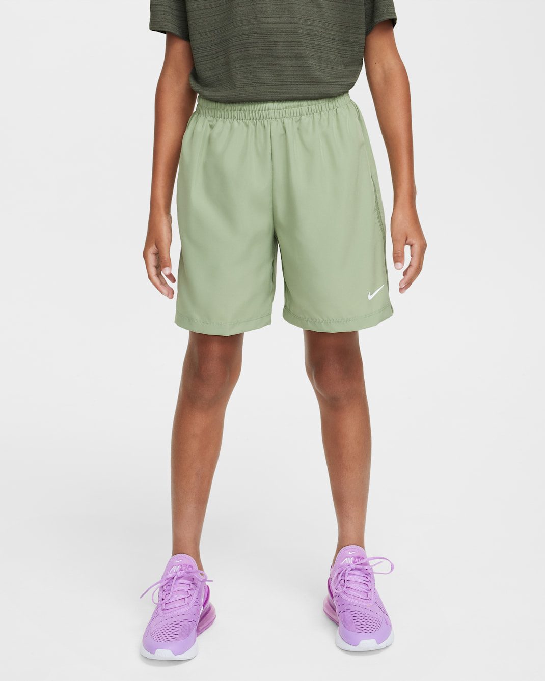 Nike Multi Older Kids' Dri-FIT Training Shorts - Oil Green/White