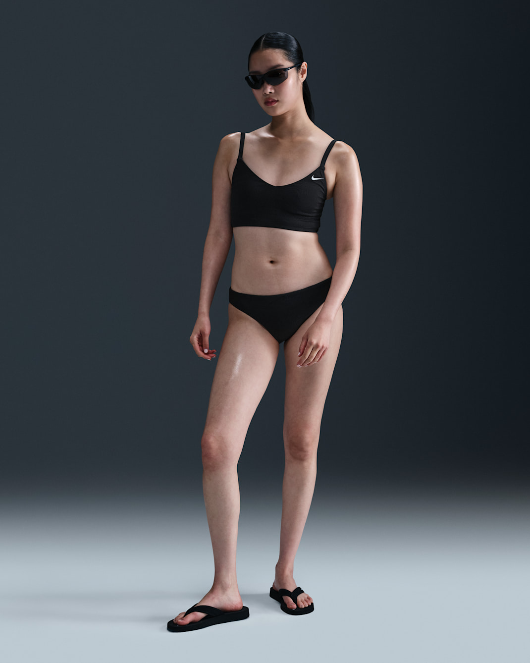 Prenda inferior de bikini Hipster Nike Swim Water Texture para mujer - Negro/Blanco