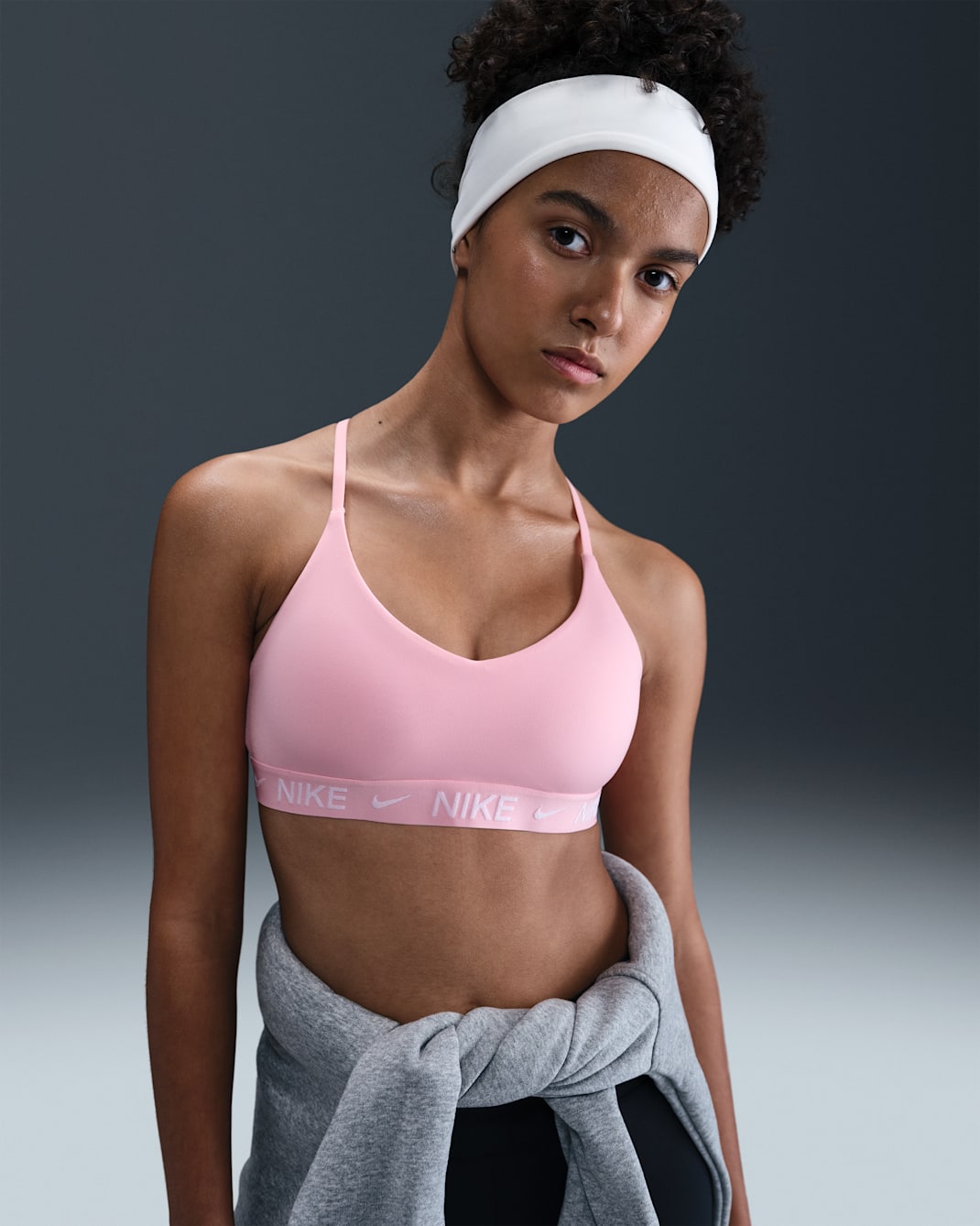 Nike Indy Girls' Sports Bra - Medium Soft Pink/White