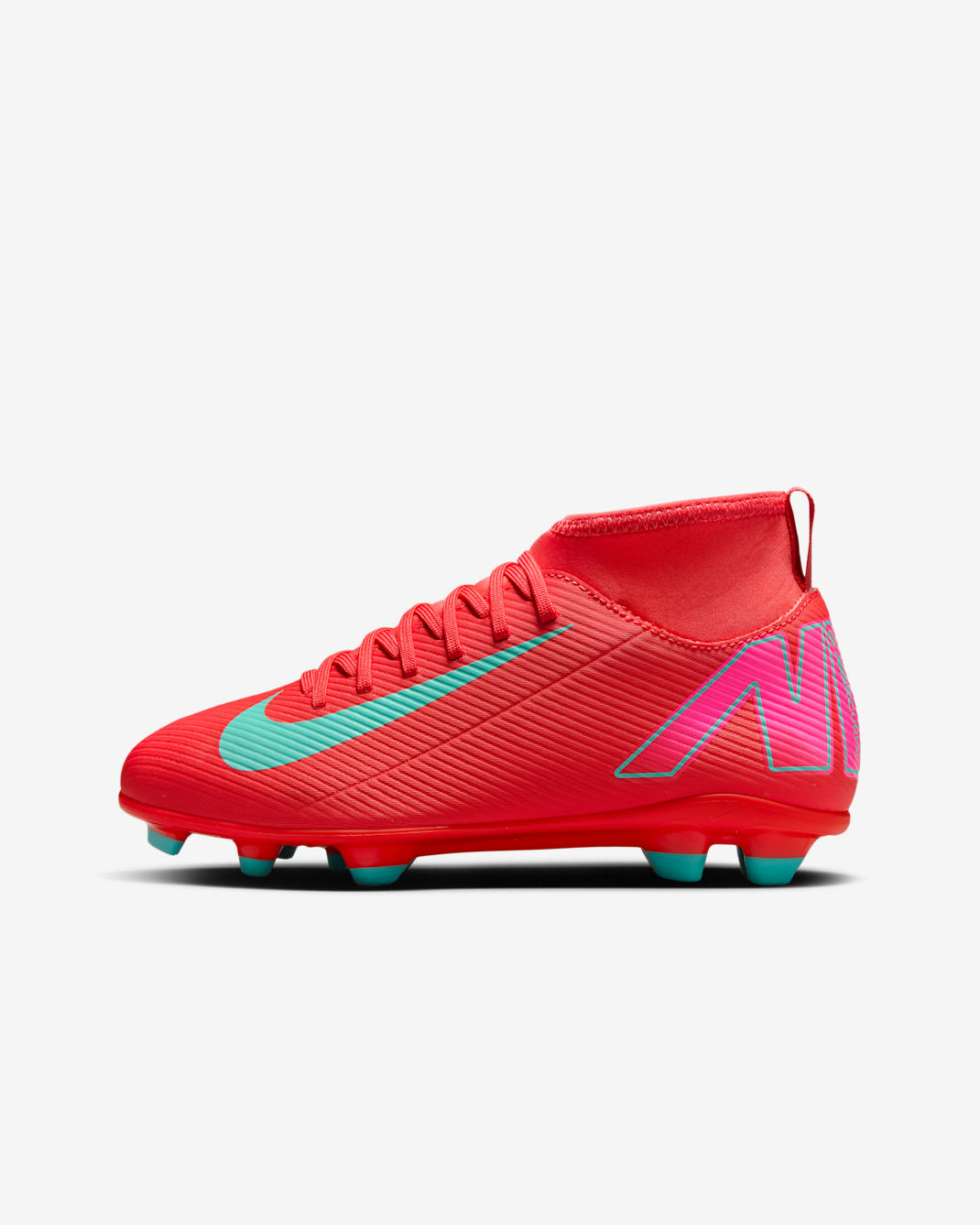 Nike Jr. Mercurial Superfly 10 Club Younger/Older Kids' Multi-Ground High-Top Football Boot - Ember Glow/Aurora Green