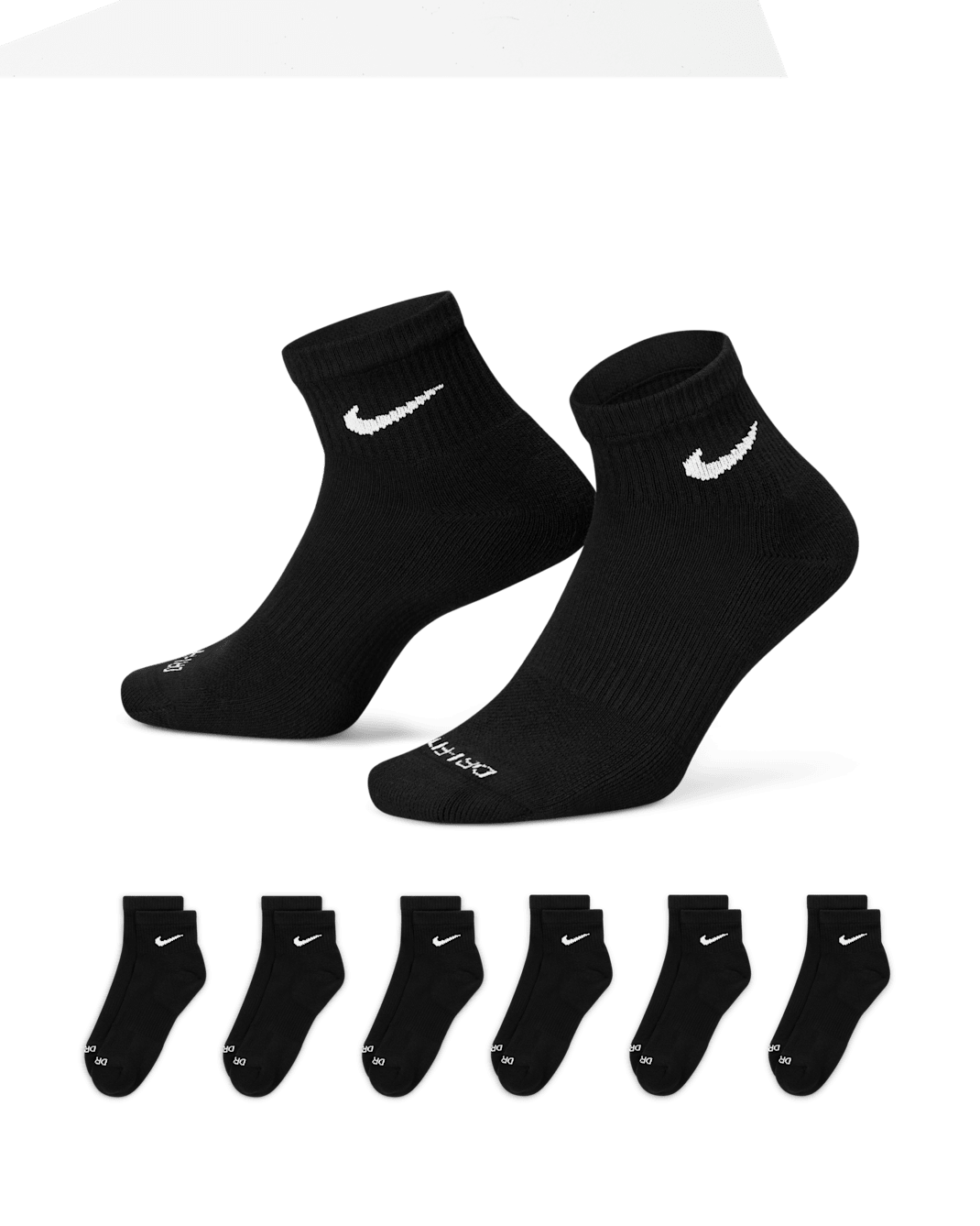 Nike Everyday Plus Cushioned Training Ankle Socks (6 Pairs) - Black/White