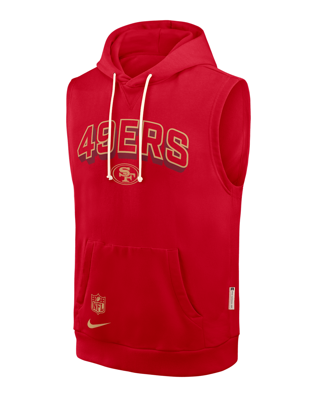Sudadera con gorro sin cierre sin mangas Nike Dri-FIT de la NFL para hombre San Francisco 49ers Sideline - Rojo