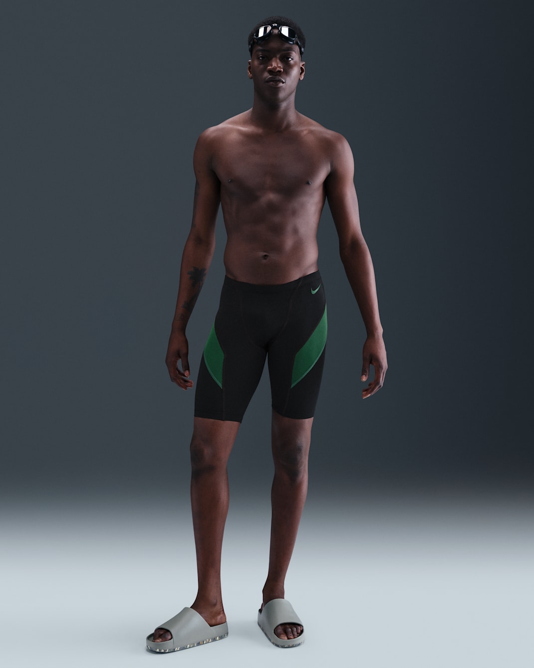 Jammer para hombre Nike Swim HydraStrong Vex Colorblock - Verde desfiladero/Negro/Verde desfiladero