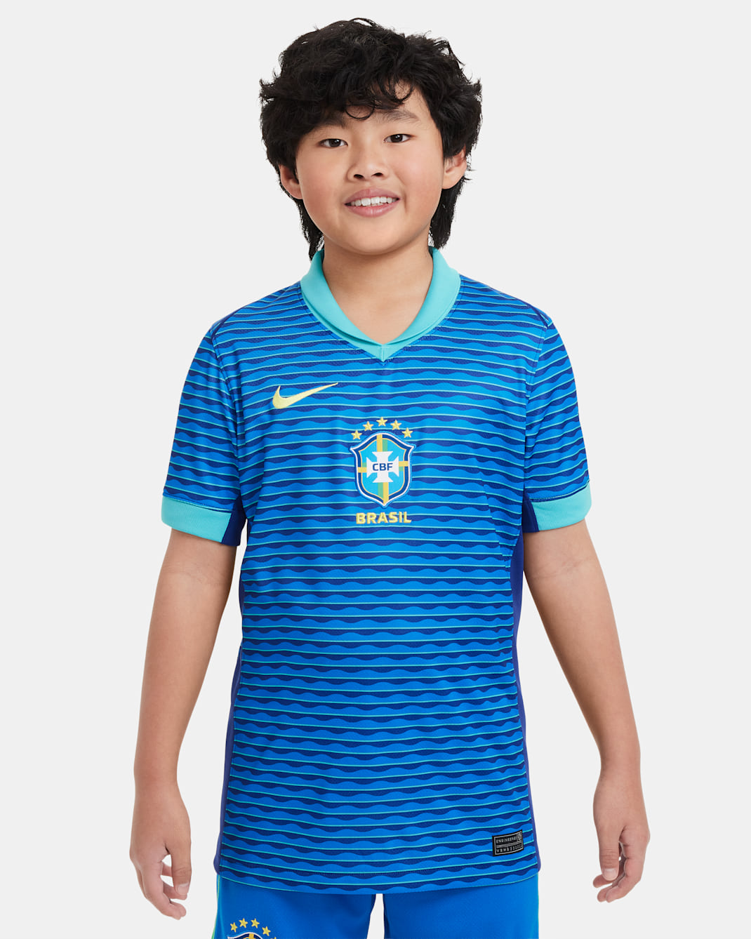 Jersey de fútbol Nike Dri-FIT replica de Brasil visitante 2024 Stadium para niños talla grande - Vuelo/Retro claro/Amarillo dinámico