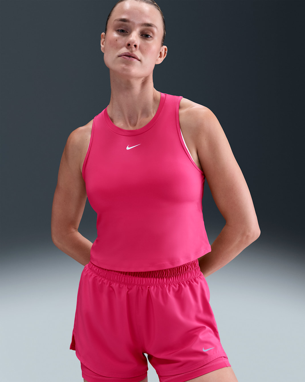 Nike One Classic Dri-FIT Kurztanktop für Damen - Rush Pink/Weiß