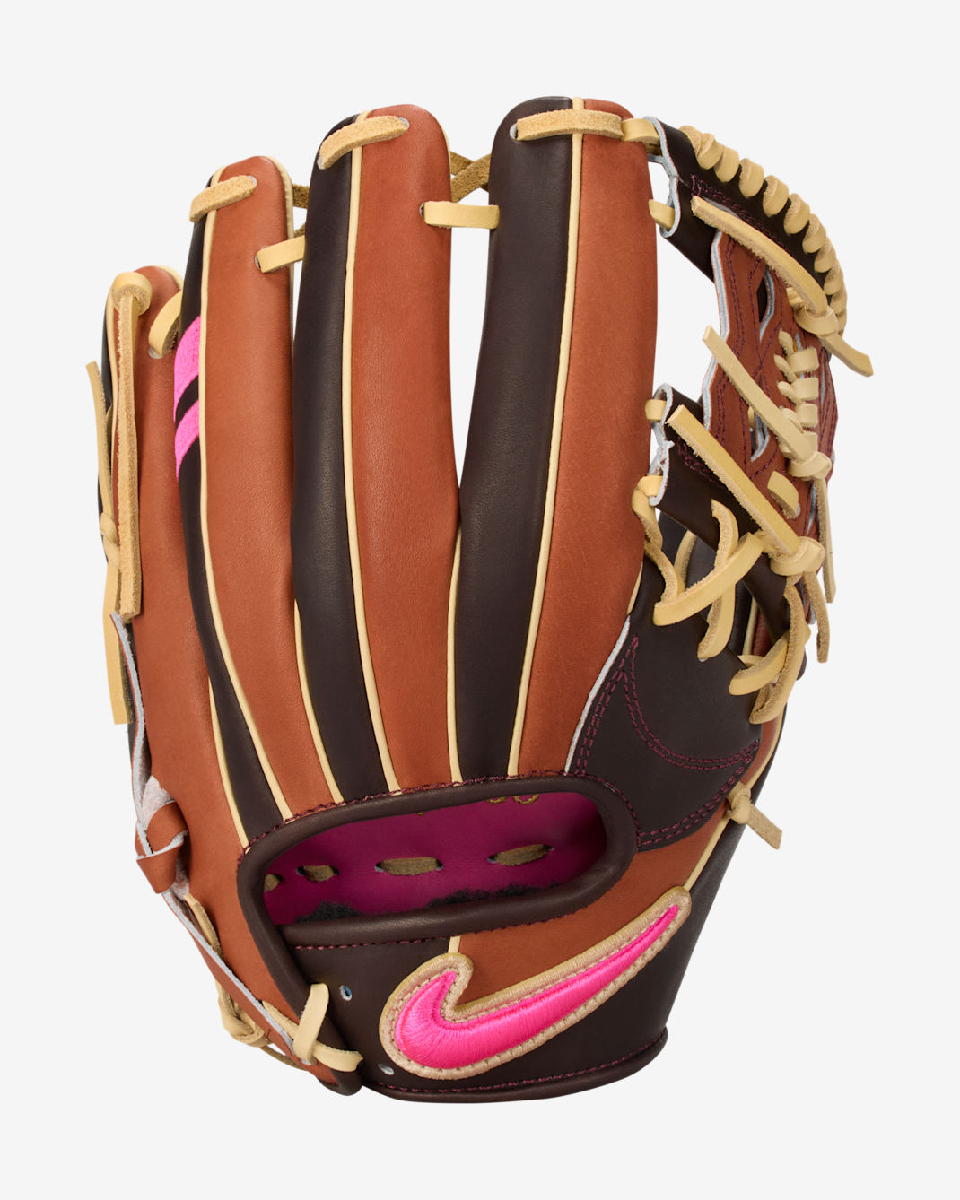 Nike SHA|DO Elite J Series Baseball Snake Eyes Web Fielding Glove (Right-Handed Throw) - Pueblo Brown/Alabaster/Pink