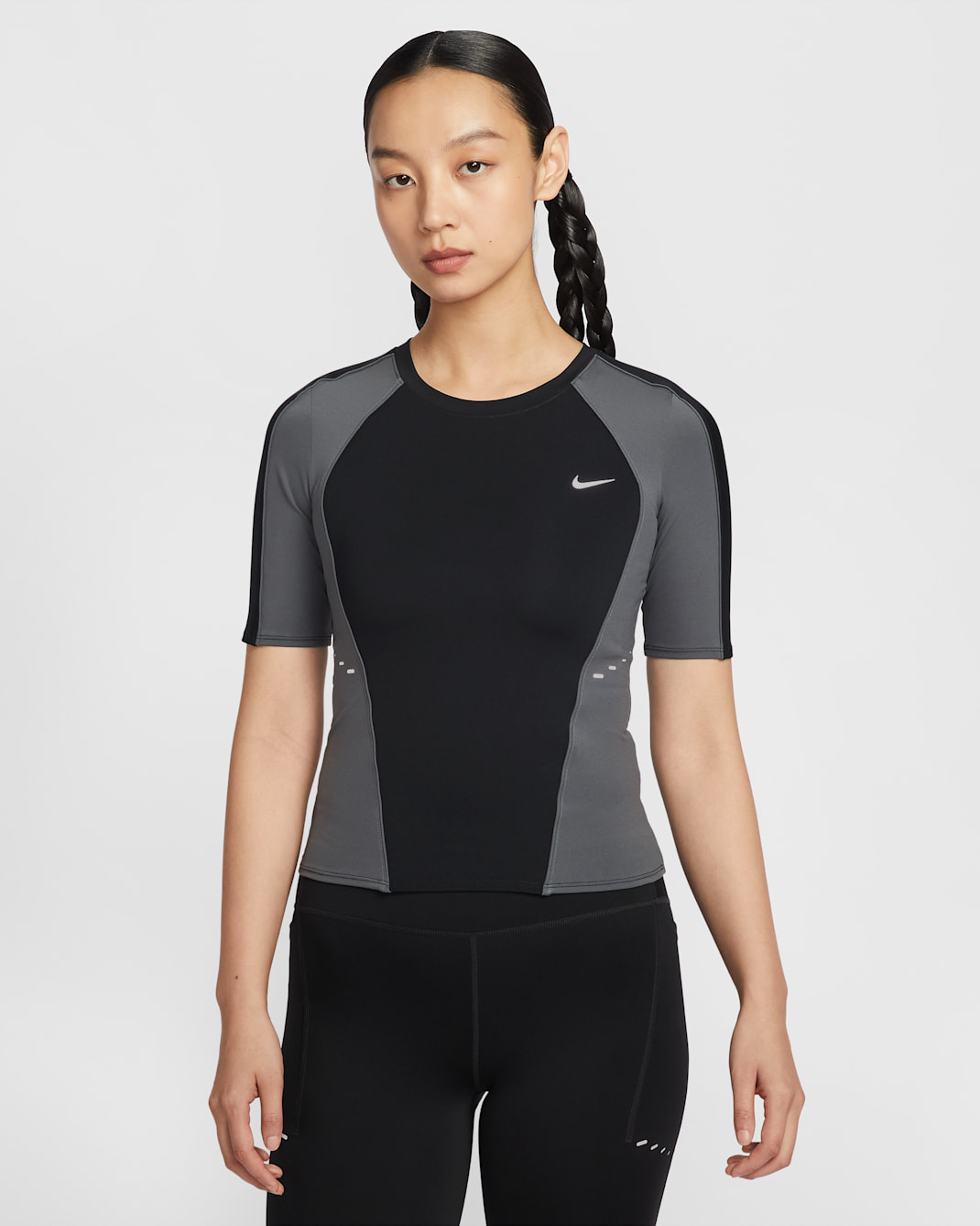 Nike Swift Women's Dri-FIT Short-Sleeve Running Top - Black/Iron Grey/Iron Grey