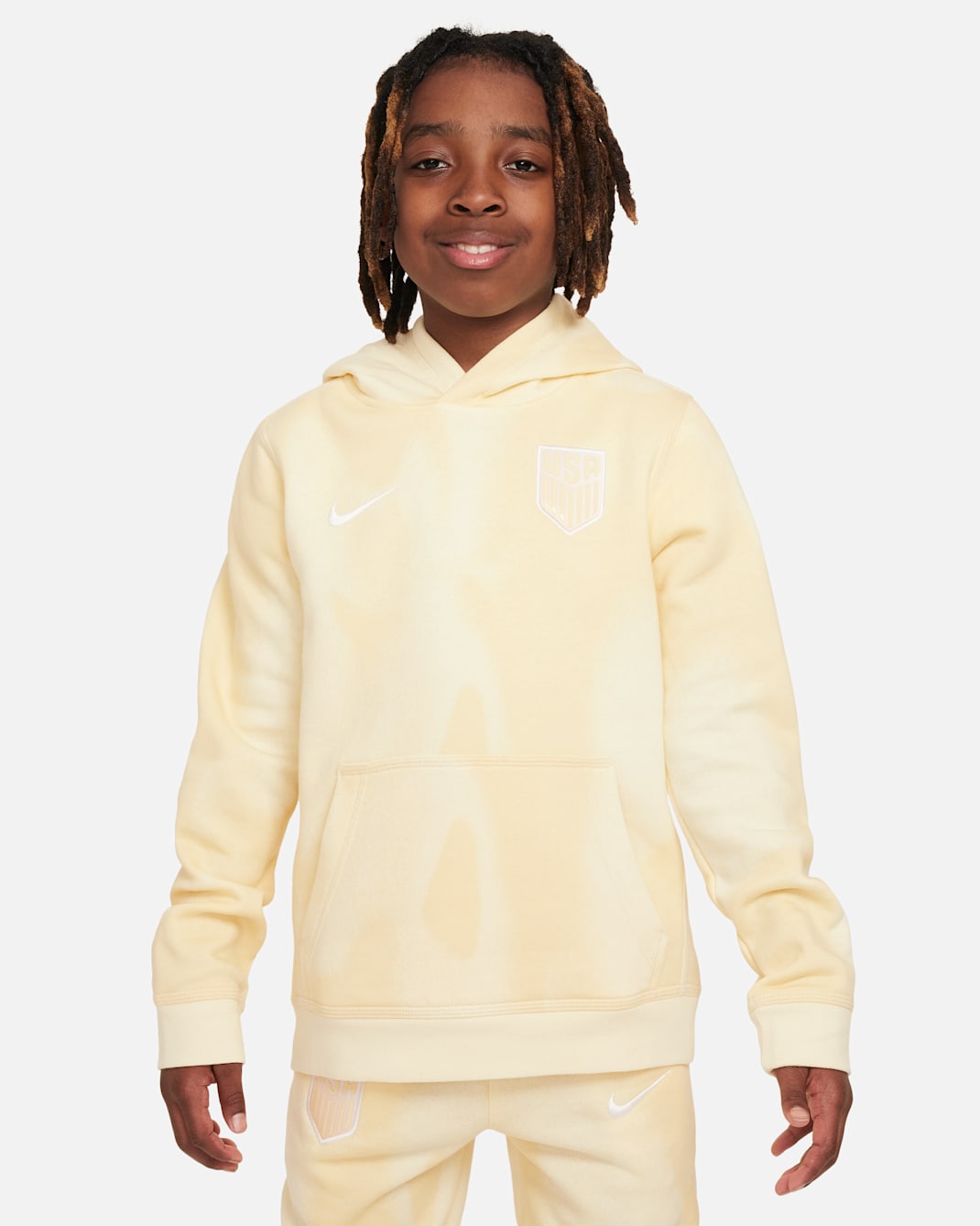 USMNT Club Big Kids' (Boys') Nike Soccer Pullover Hoodie - Coconut Milk/White
