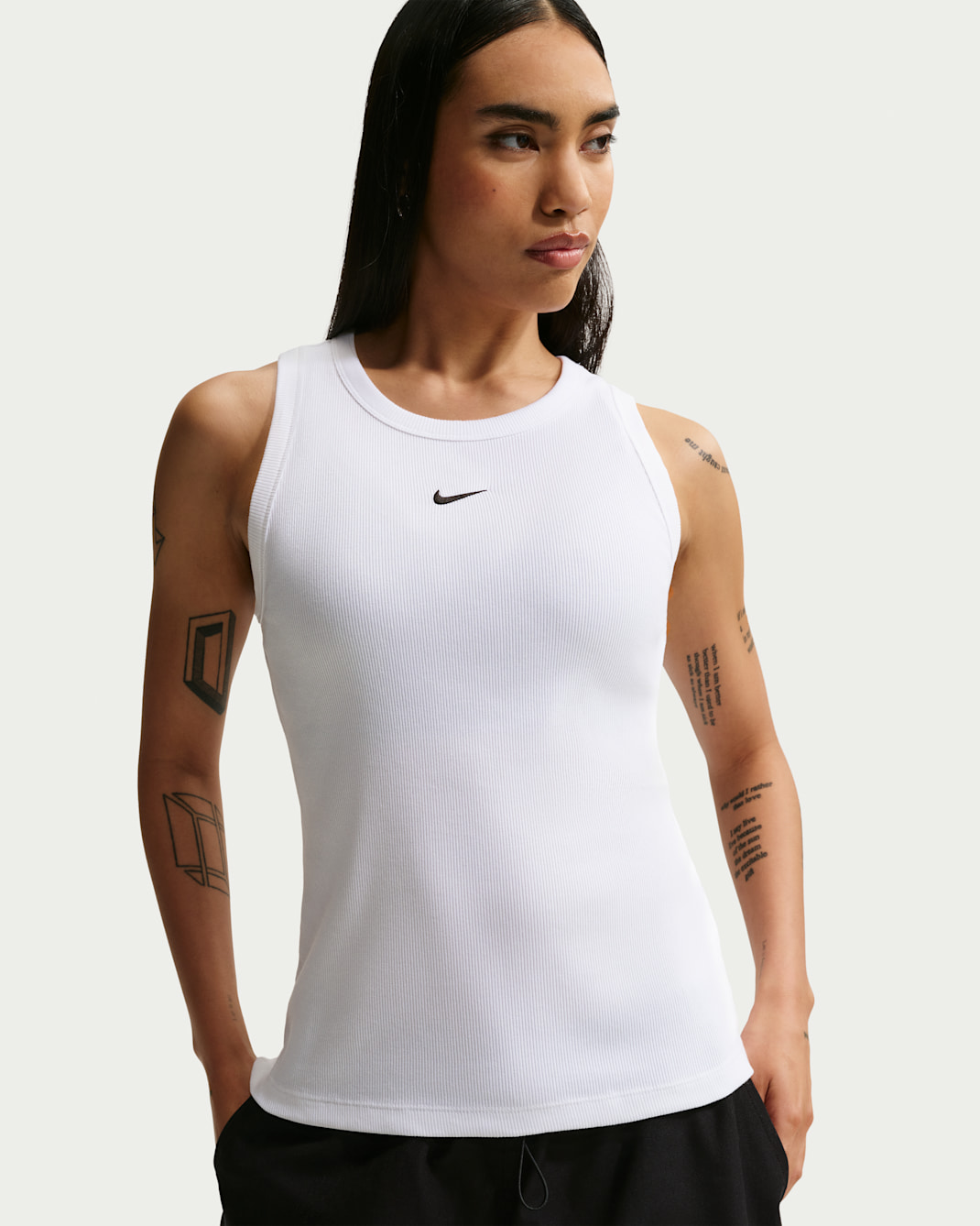 Nike Sportswear Women's Tight Ribbed Tank Top - White/Black