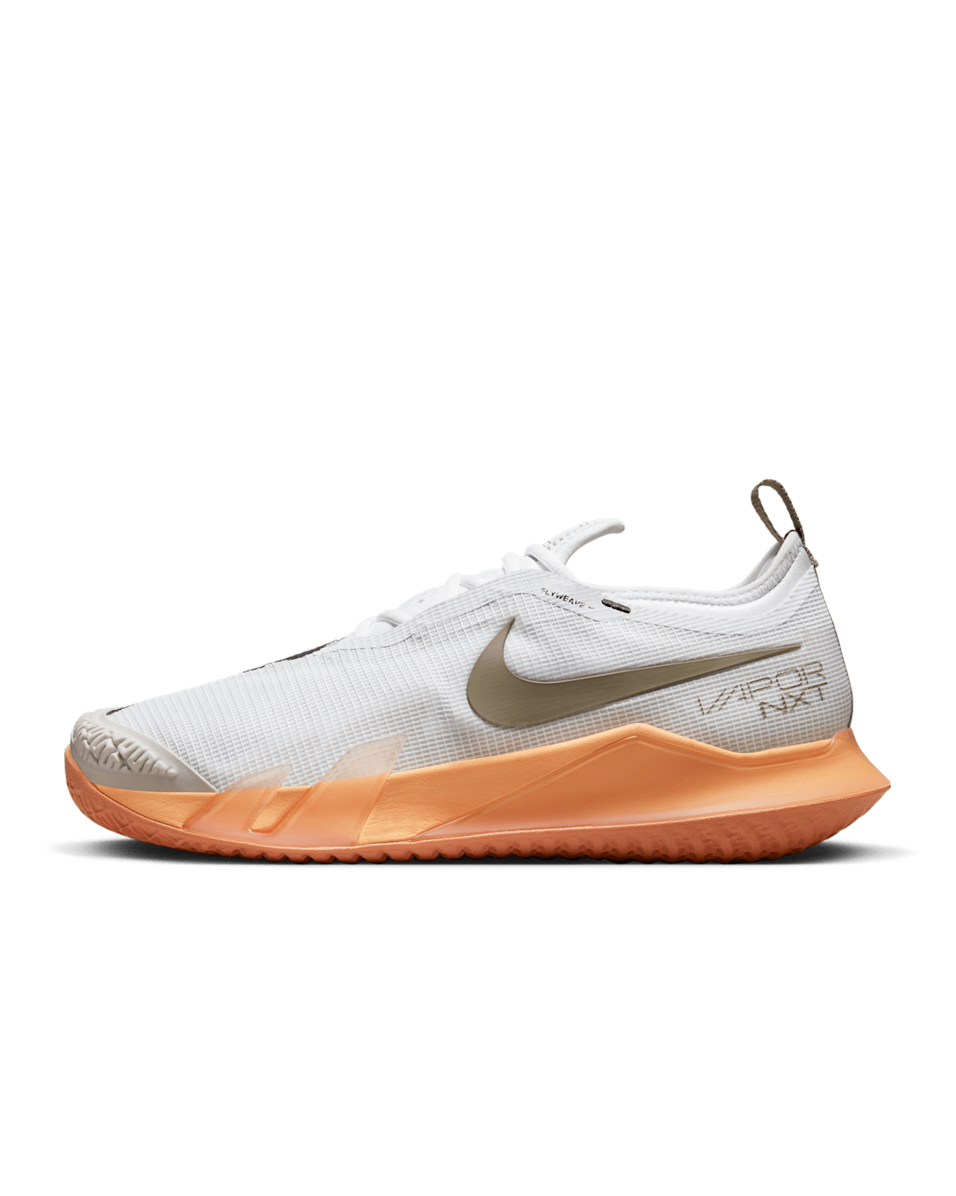 NikeCourt React Vapor NXT Men's Hard Court Tennis Shoes - White/Light Bone/Orange Trance/Khaki