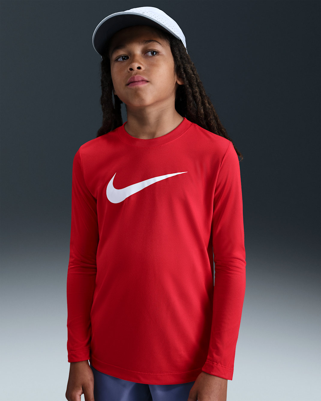 Nike Legend Big Kids' Dri-FIT Long-Sleeve T-Shirt - University Red/White
