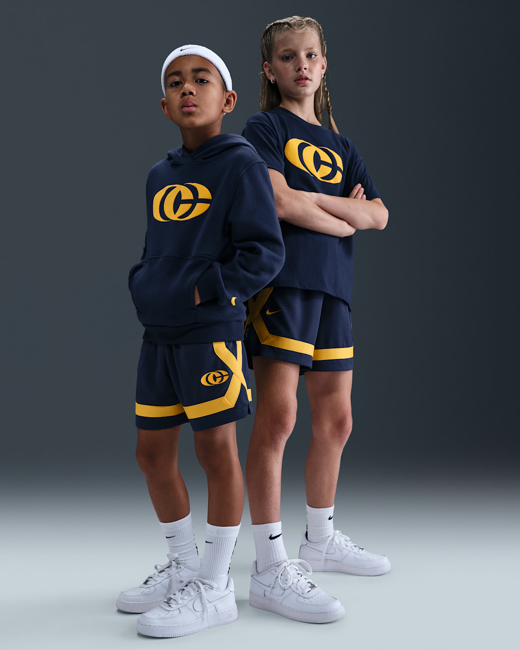 Caitlin Clark Big Kids' Crossover Shorts - Midnight Navy/Amarillo/Amarillo