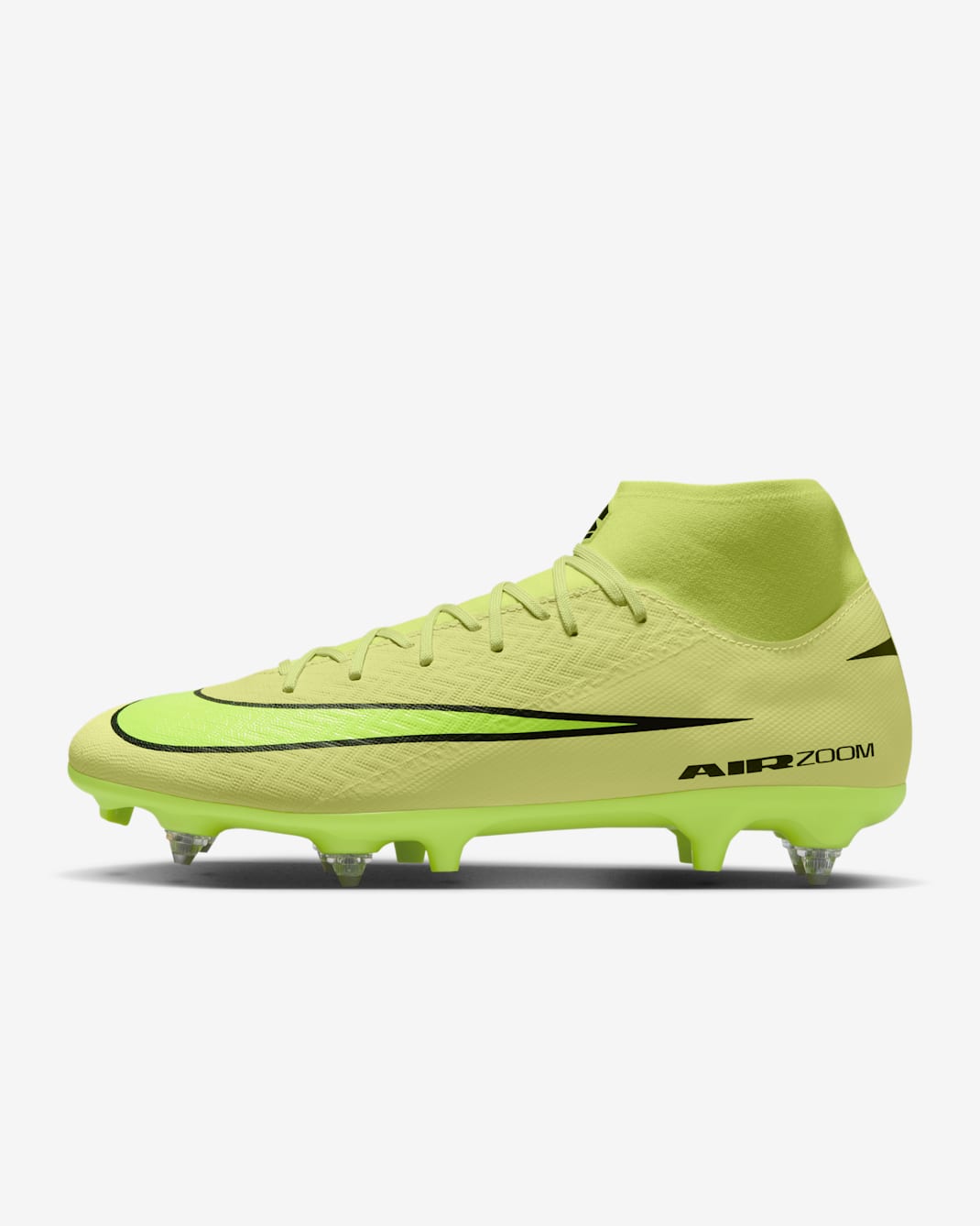 Nike Mercurial Superfly 10 Academy High-Top-Fußballschuh für weichen Rasen - Limelight/Hyper Crimson/Volt