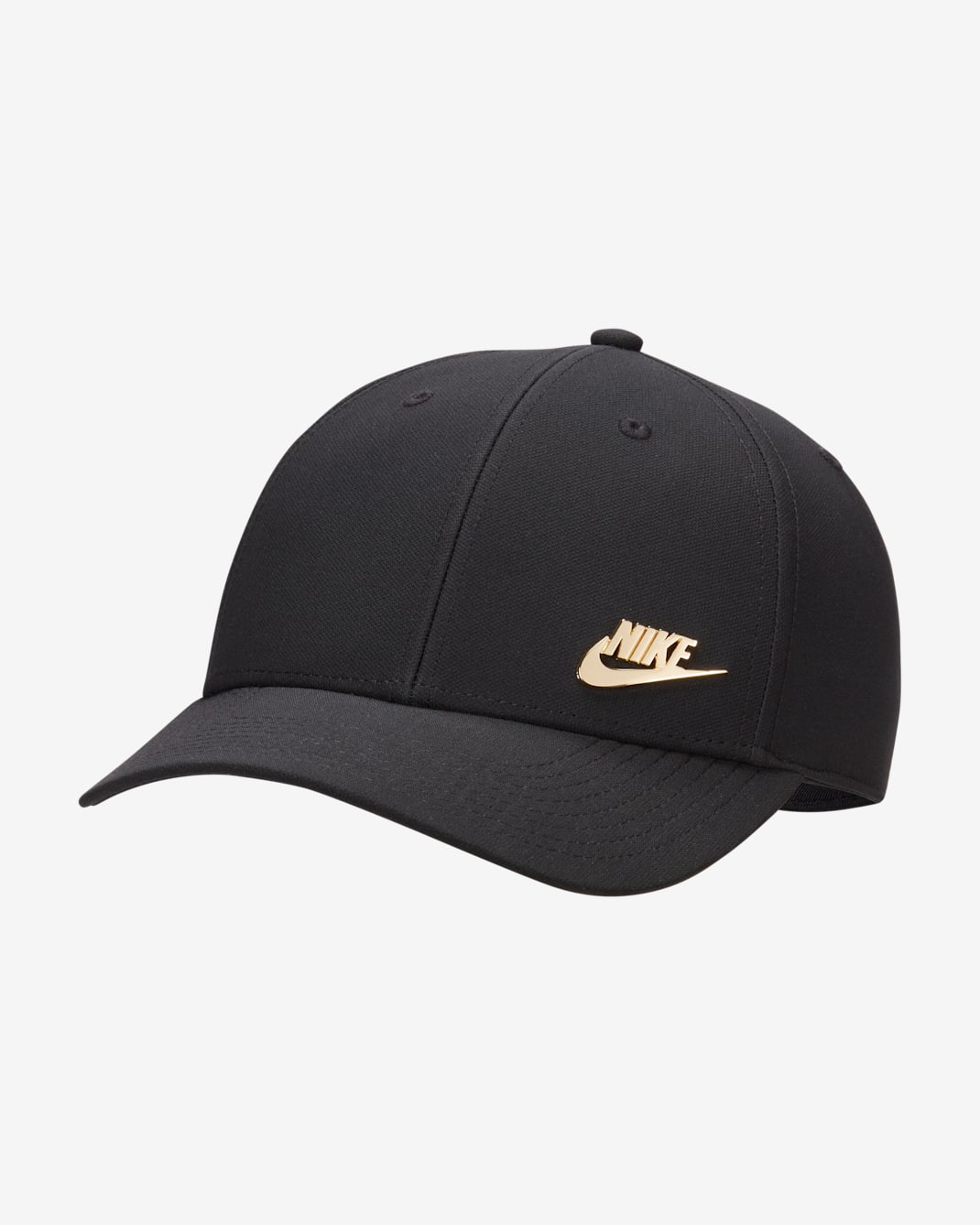 Nike Dri-FIT Club Structured Metal Logo Cap - Black/Metallic Gold