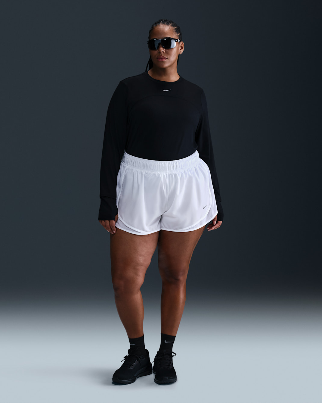 Nike Tempo Women's Dri-FIT Mid-Rise 3" Brief-Lined Running Shorts (Plus Size) - White/White/White
