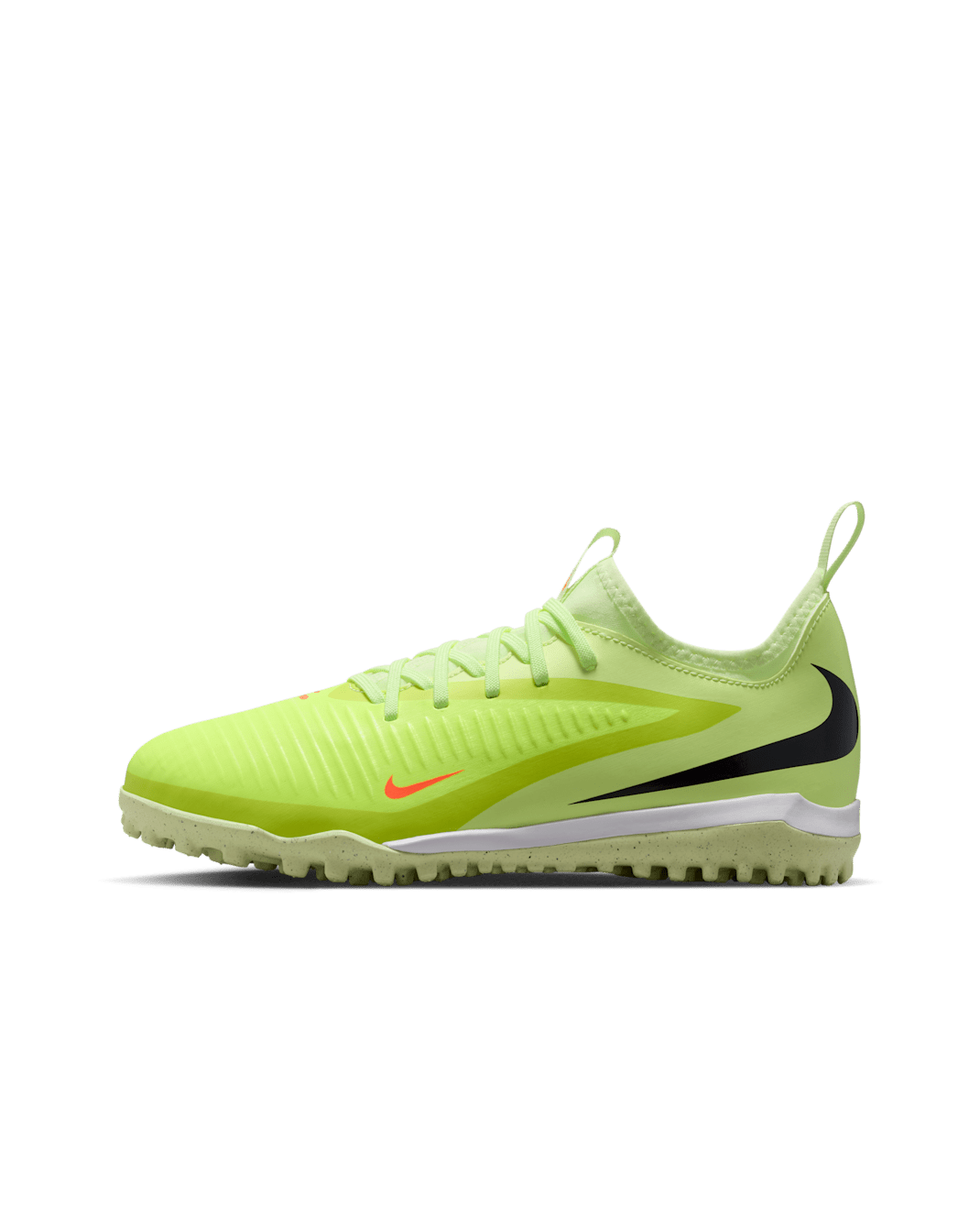 Tacos de fútbol para pasto sintético (turf) para niños grandes Nike Jr. Phantom 6 Low Academy - Hipercarmesí/Lima vital/Negro
