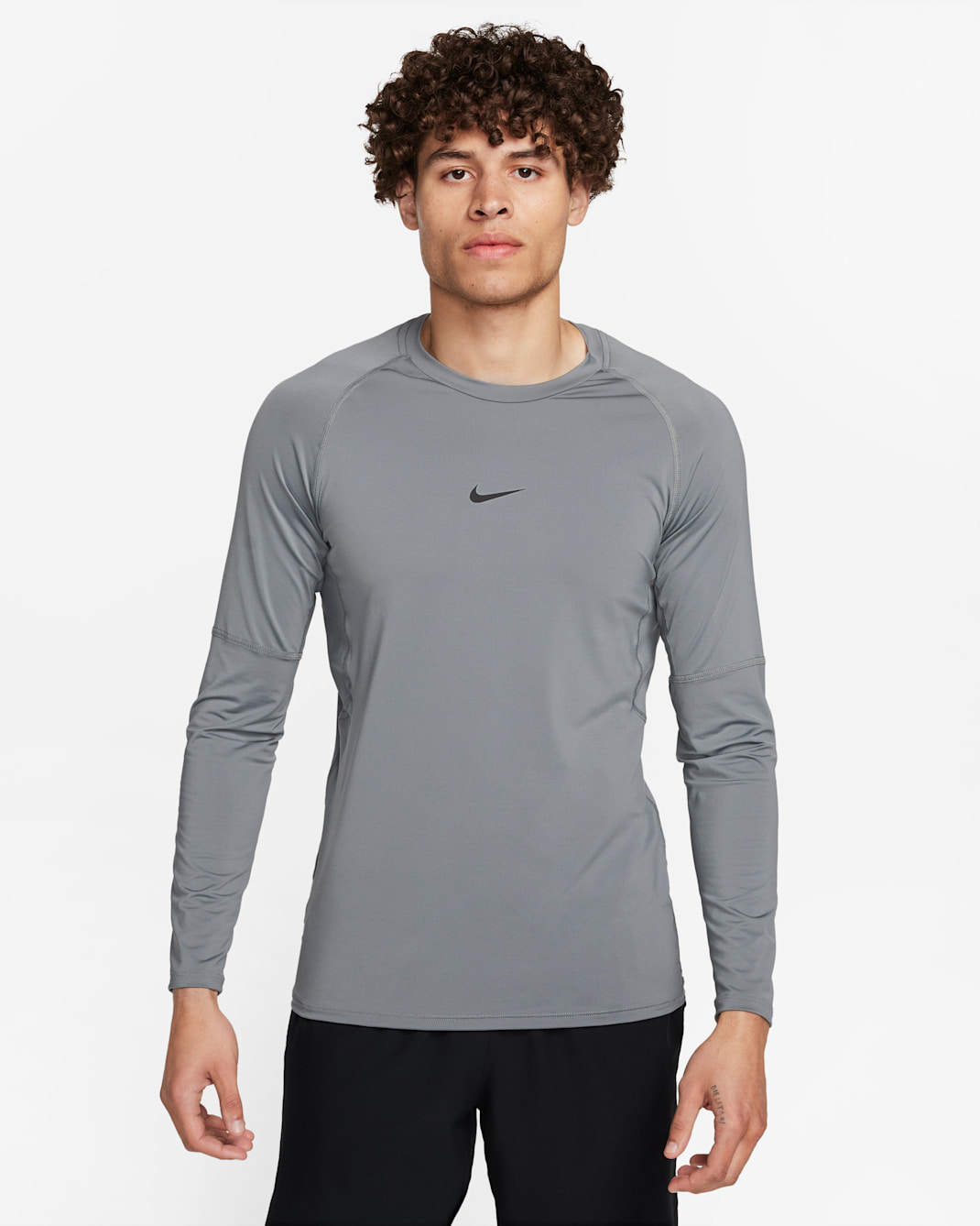 Nike Pro Men's Dri-FIT Slim Long-Sleeve Fitness Top - Smoke Grey/Black