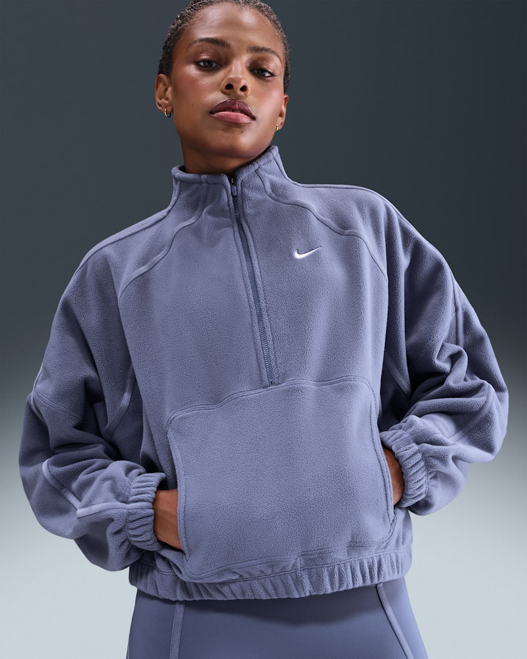 Γυναικεία μπλούζα Therma-FIT με φερμουάρ στο 1/2 του μήκους Nike One - World Indigo/Λευκό