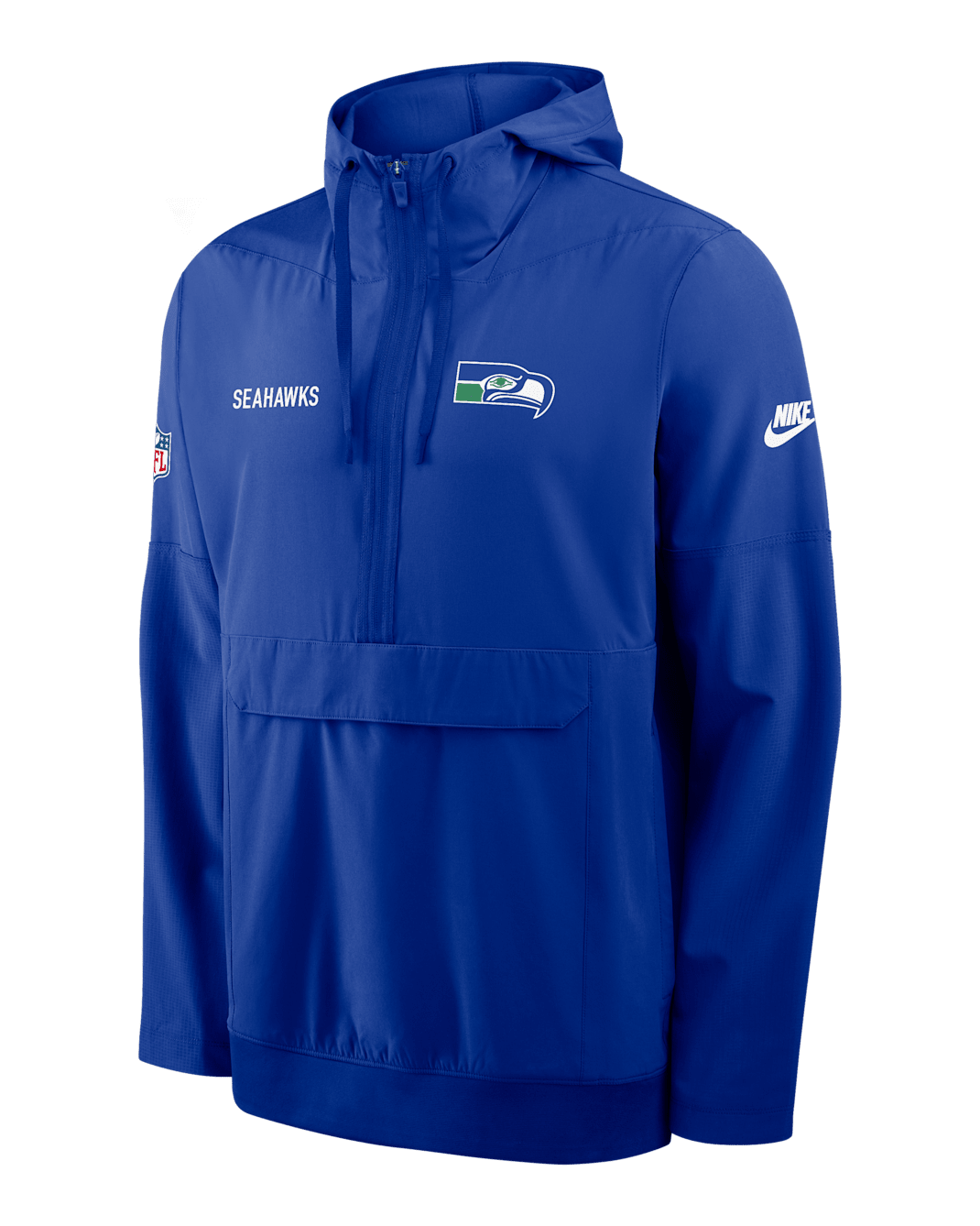 Seattle Seahawks Alt Option Route Anorak Men's Nike NFL 1/2-Zip Hooded Jacket - Royal