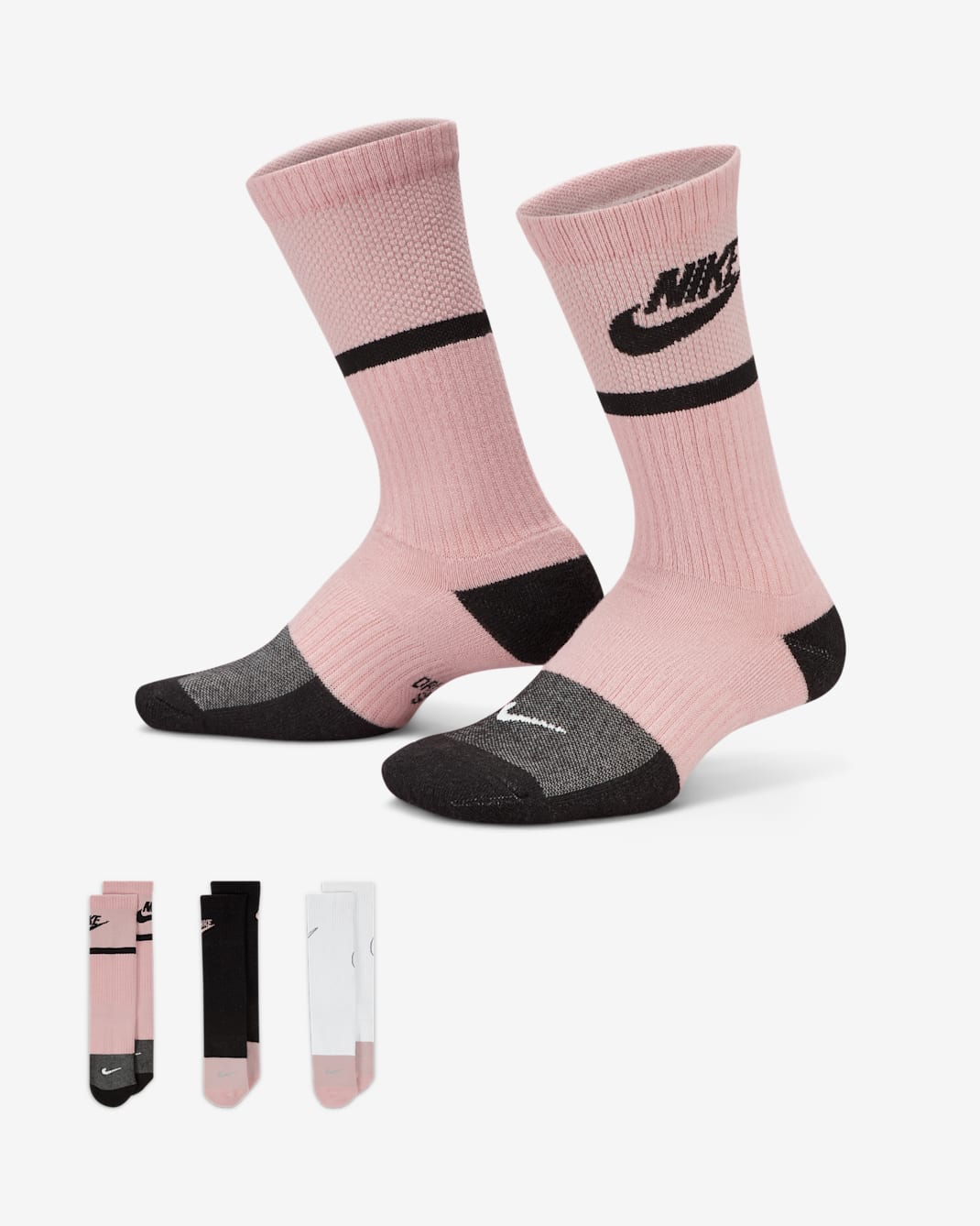 Nike Everyday Kids' Cushioned Crew Socks (3 Pairs) - Multi-Colour