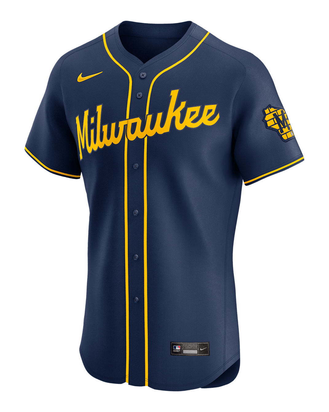 Jersey Nike Dri-FIT ADV de la MLB Elite para hombre Milwaukee Brewers - Azul marino