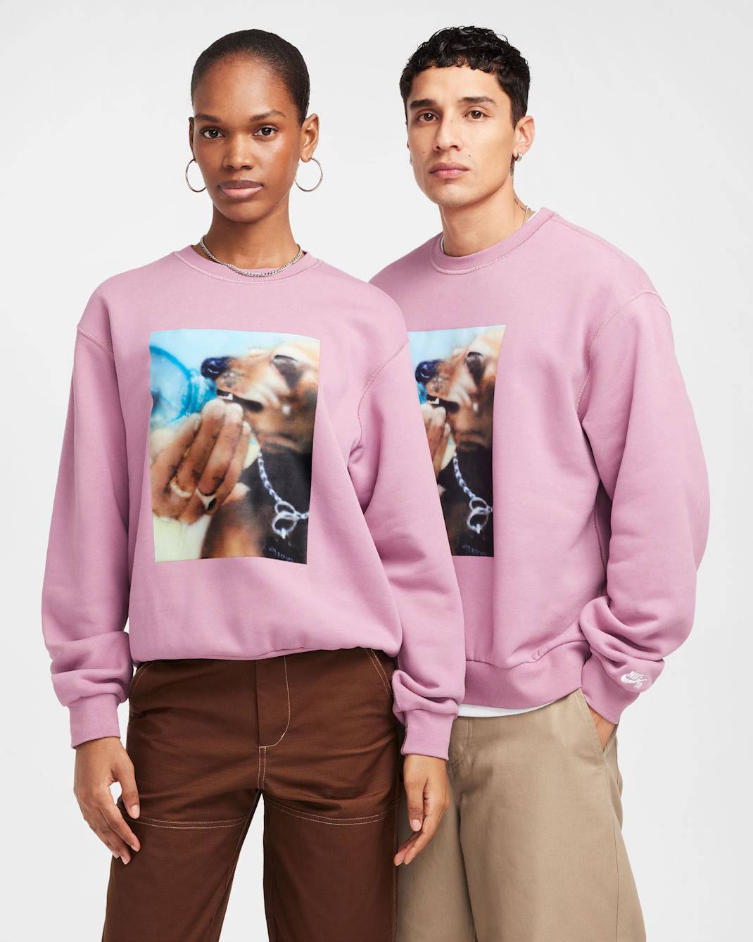 Nike SB Skate Fleece Crew - Plum Dust/White