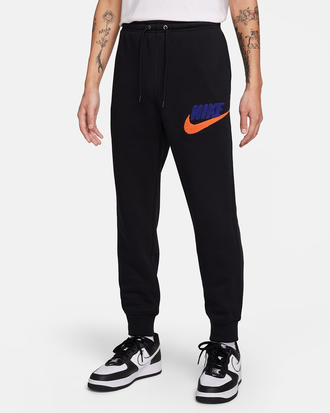 Nike Club Fleece Men's Fleece Joggers - Black/Black/Safety Orange