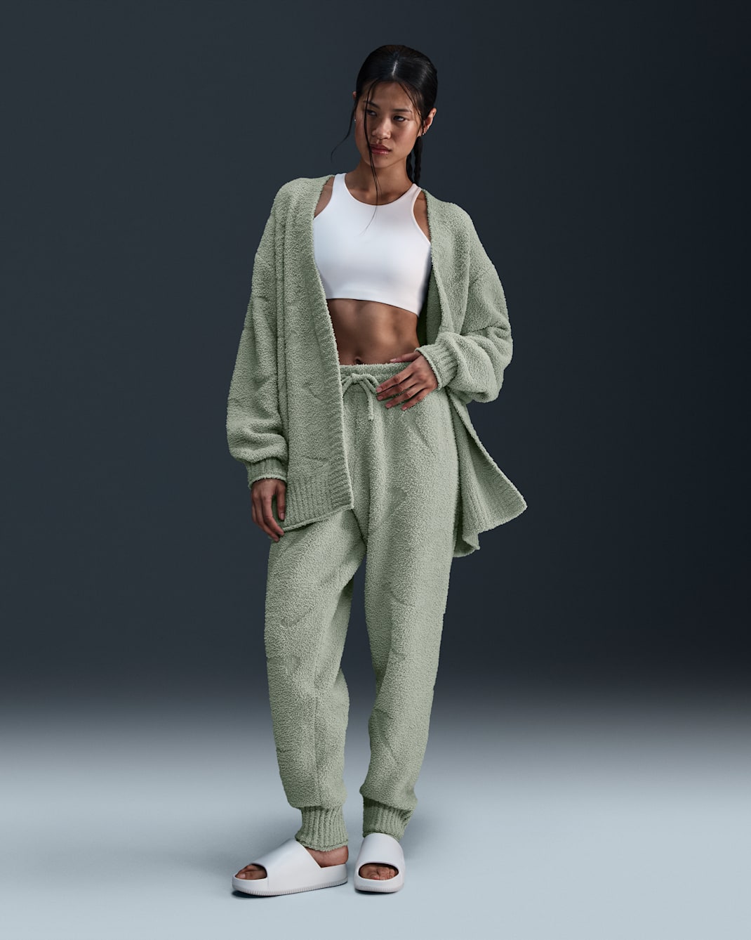 Nike Sportswear Phoenix Cozy Bouclé Women's High-Waisted Oversized Knit Pants - Jade Horizon