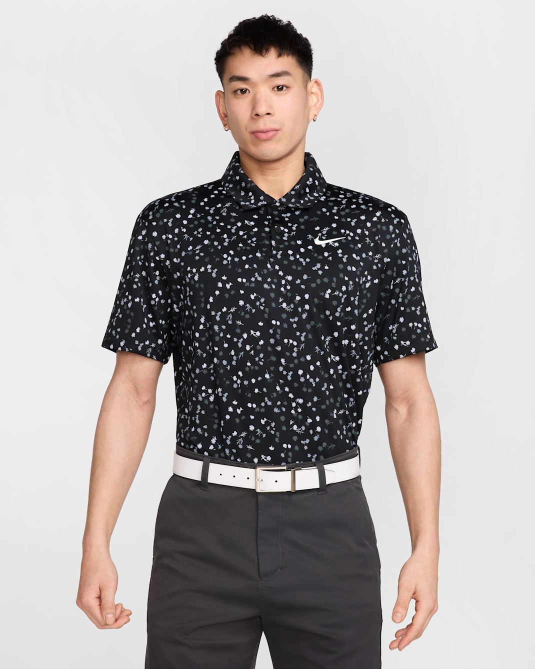 Nike Dri-FIT Tour Men's Floral Golf Polo - Black/White