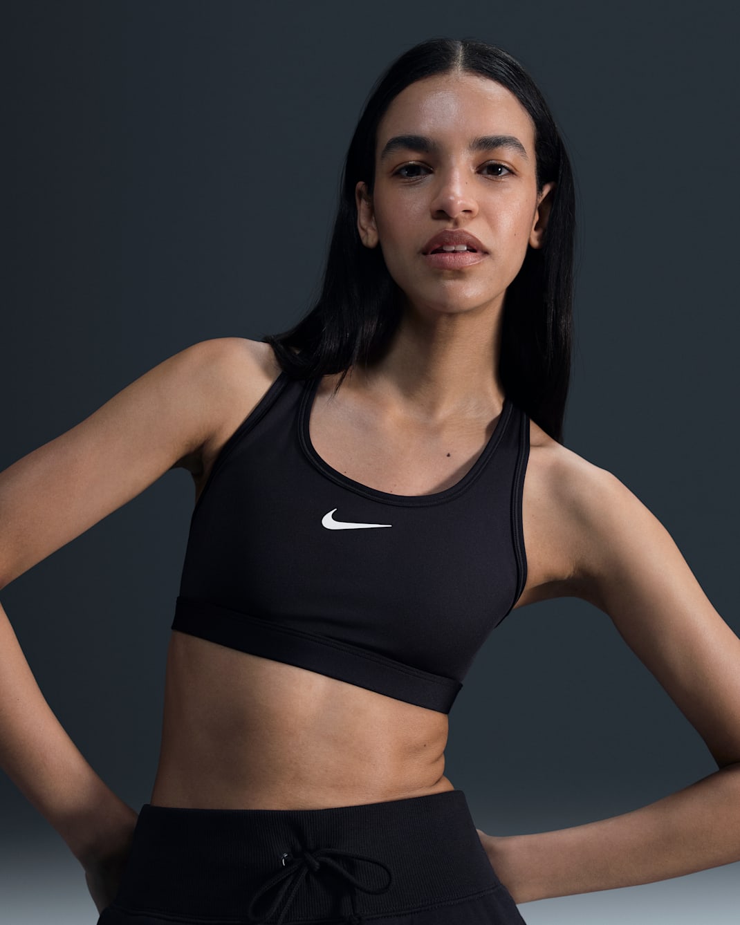 Nike Swoosh Medium-Support Women's Padded Sports Bra - Black/White