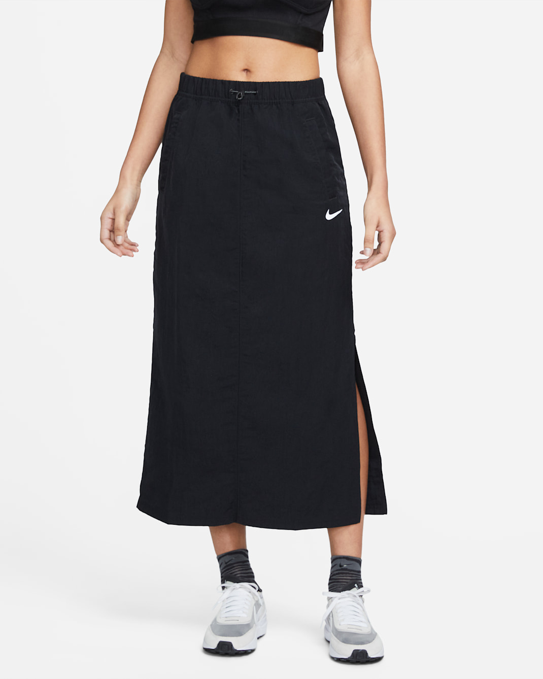 Tkaná sukně Nike Sportswear Essential s vysokým pasem - Černá/Bílá