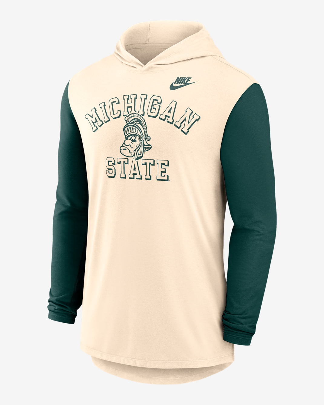 Michigan State Legacy Men's Nike Dri-FIT College Long-Sleeve Hooded T-Shirt - Natural