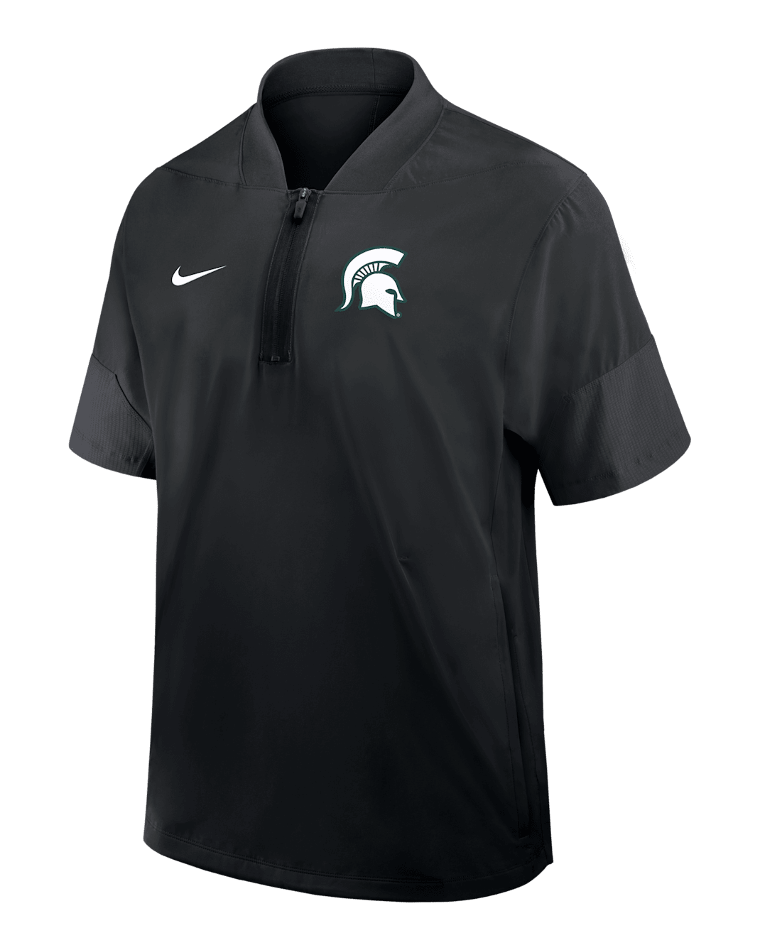 Michigan State Sideline Coach Men's Nike College 1/2-Zip Short-Sleeve Jacket - Black