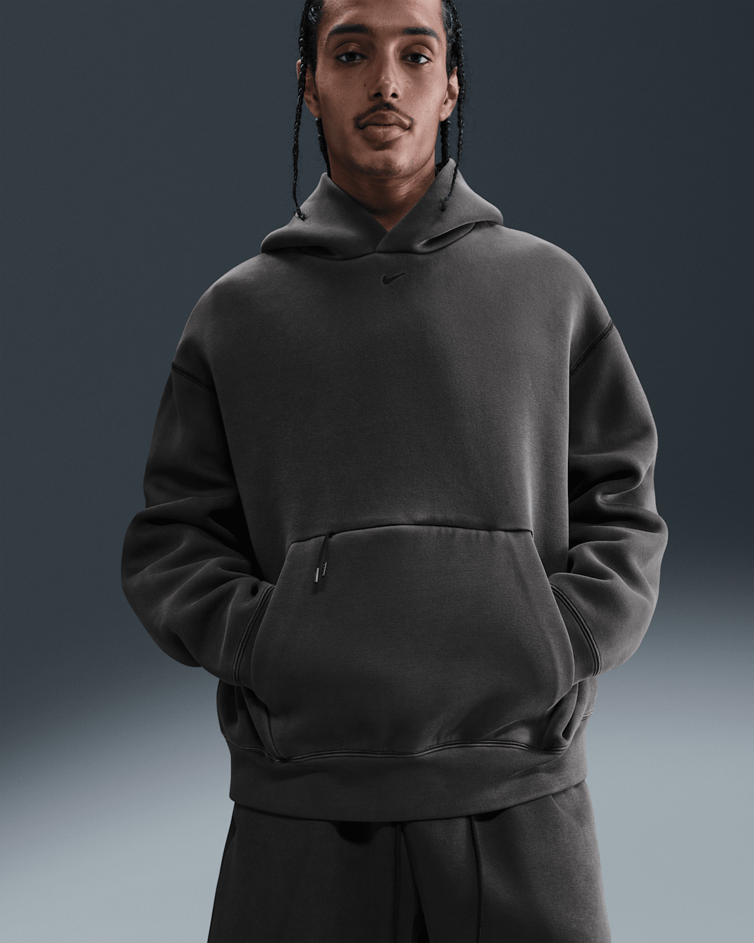 나이키 테크 남성 플리스 후디 - 블랙/블랙