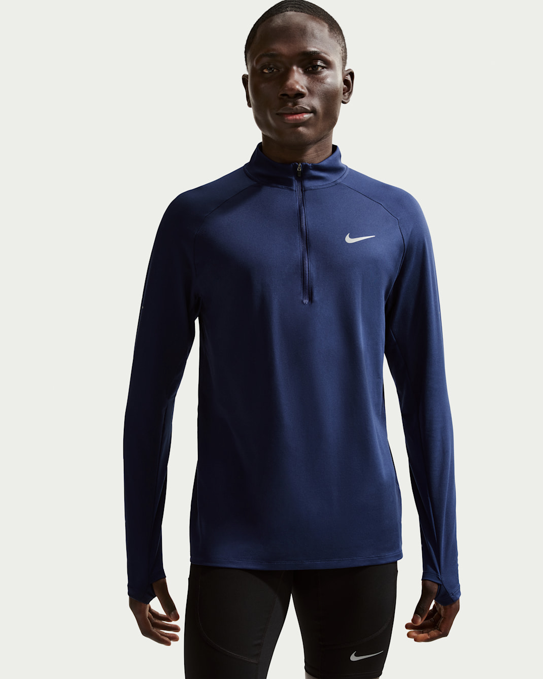 Nike Stride Dri-FIT hardlooptop met korte rits voor heren - Midnight Navy