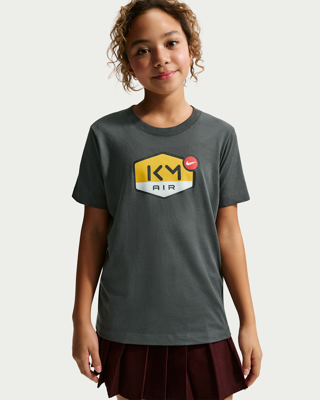 T-shirt Dri-FIT Kylian Mbappé pour ado - Dark Smoke Grey