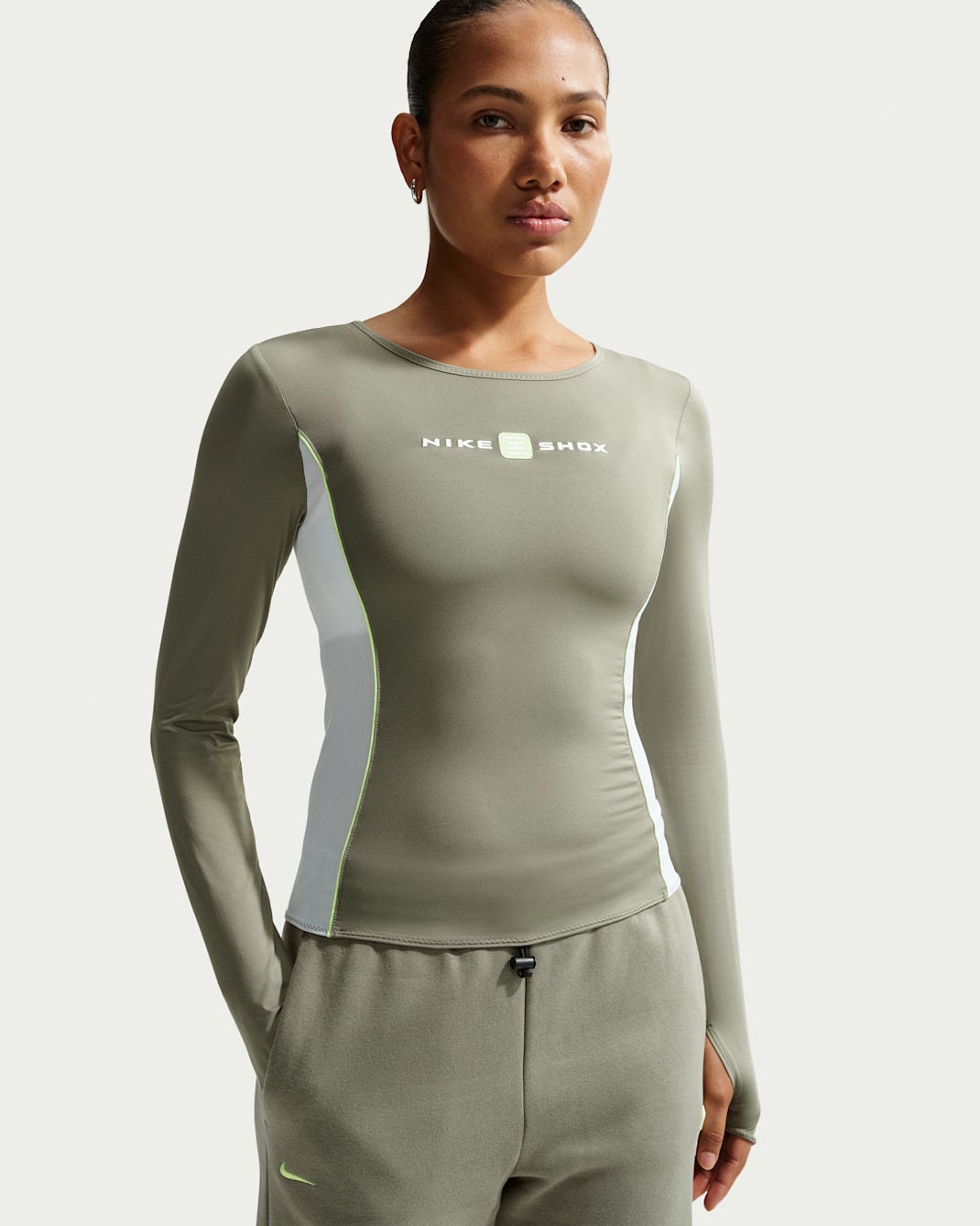 Nike Sportswear Shox Longsleeve für Damen - Silver Sage/Weiß