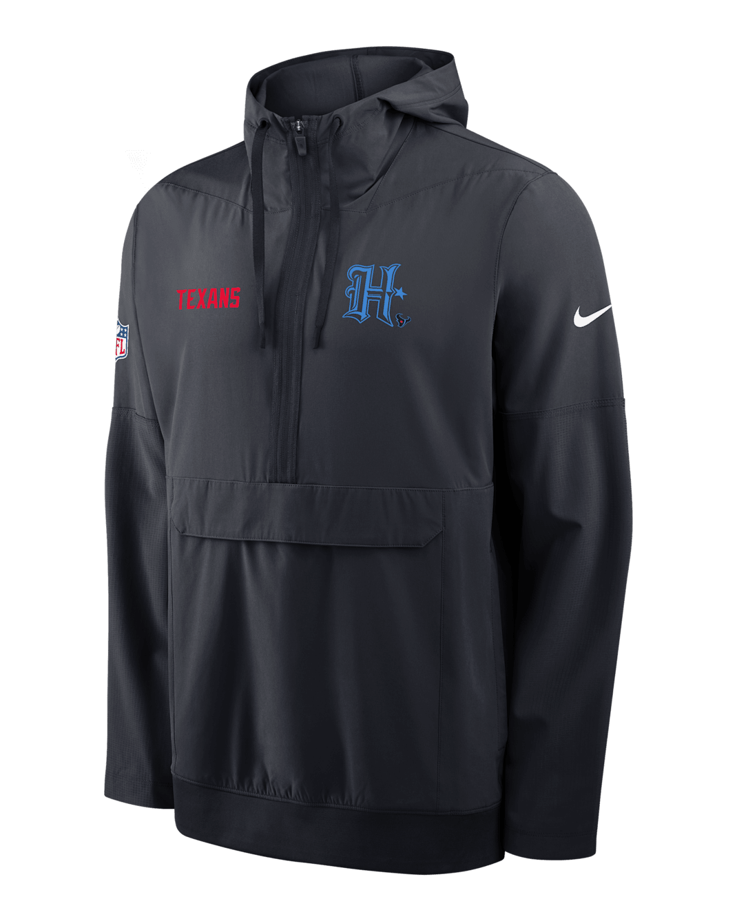 Houston Texans Alt Option Route Anorak Men's Nike NFL 1/2-Zip Hooded Jacket - Blue