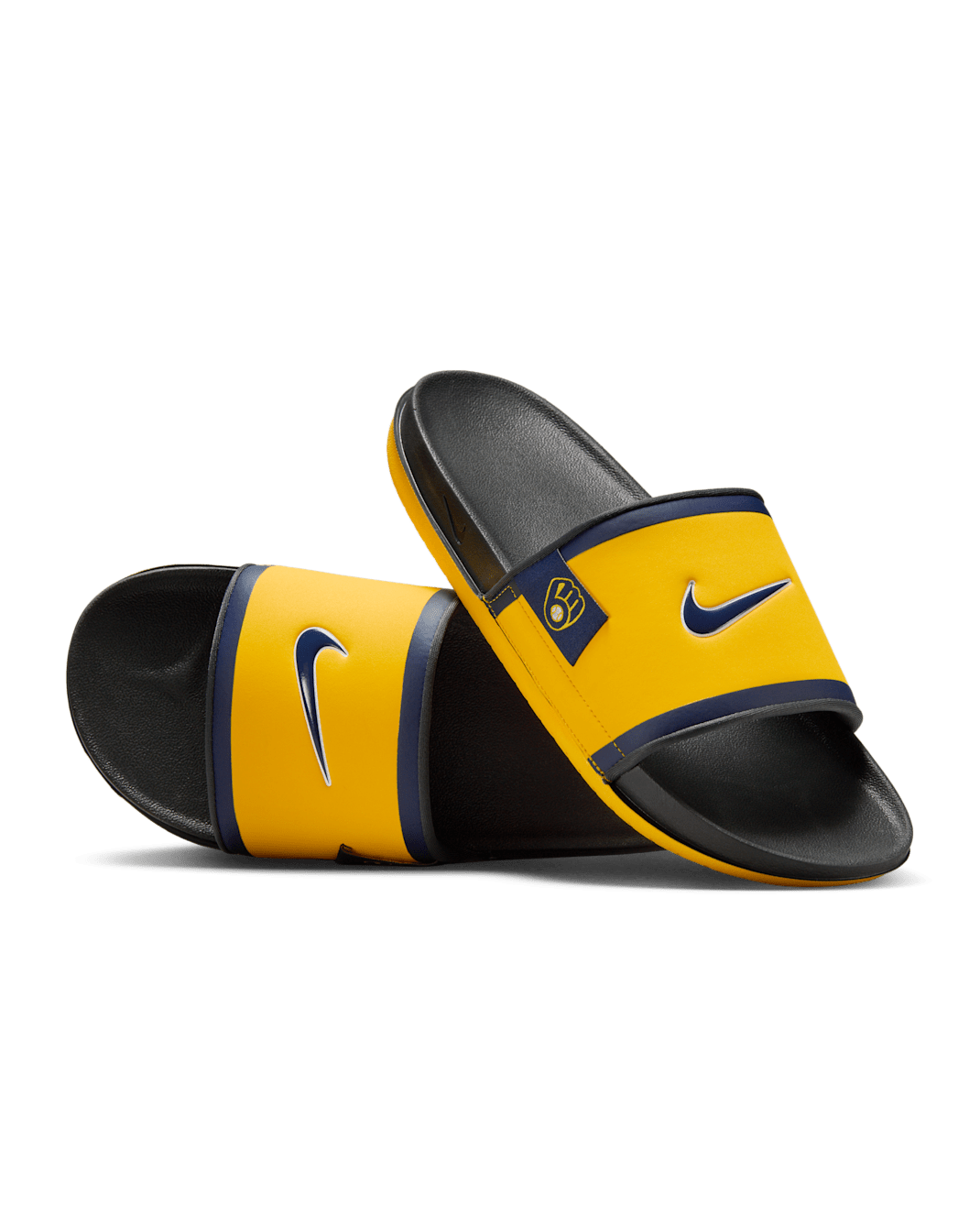Nike Offcourt (Milwaukee Brewers) Offcourt Slides - Amarillo/Dark Smoke Grey/Midnight Navy