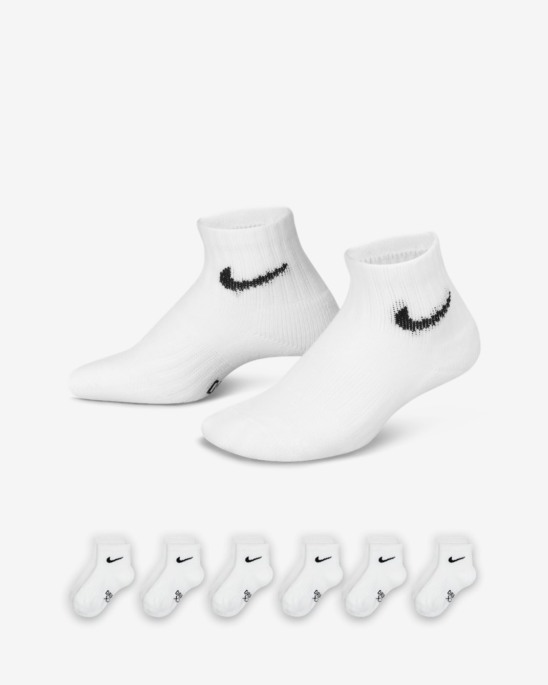 Nike Dri-FIT Performance Basics Little Kids' Quarter Socks (6 Pairs) - White