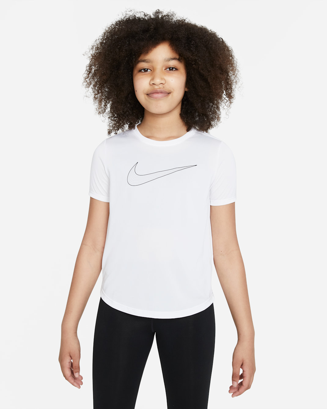 Nike One Older Kids' (Girls') Dri-FIT Short-Sleeve Training Top - White/Black