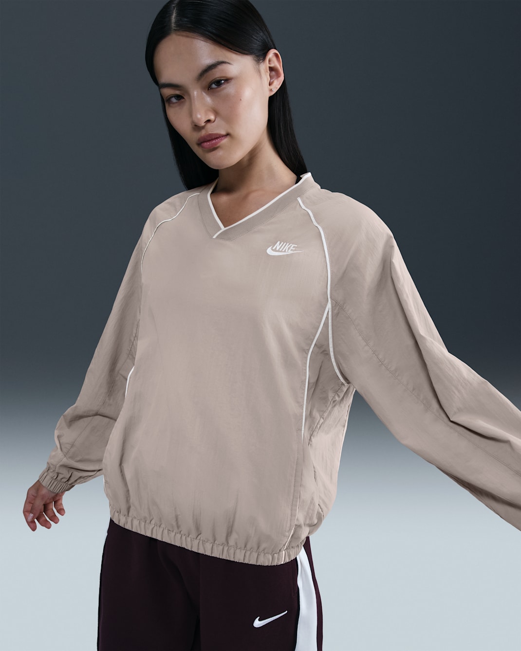Sudadera sin cierre para mujer Nike Sportswear Windrunner - Gris universitario/Vela