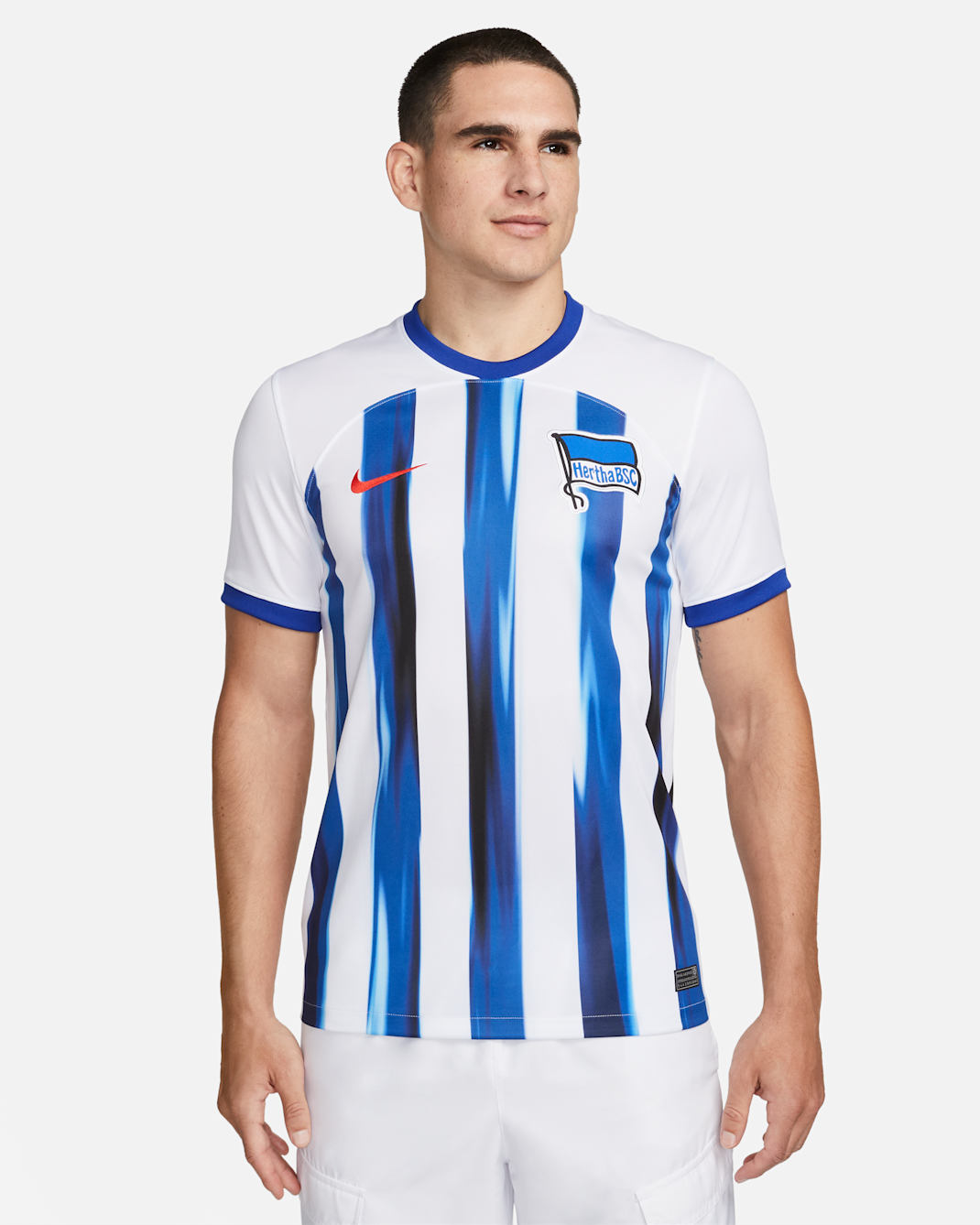 Maglia da calcio Nike Dri-FIT Hertha BSC 2023/24 Stadium da uomo – Home - Bianco/Old Royal/Speed Red
