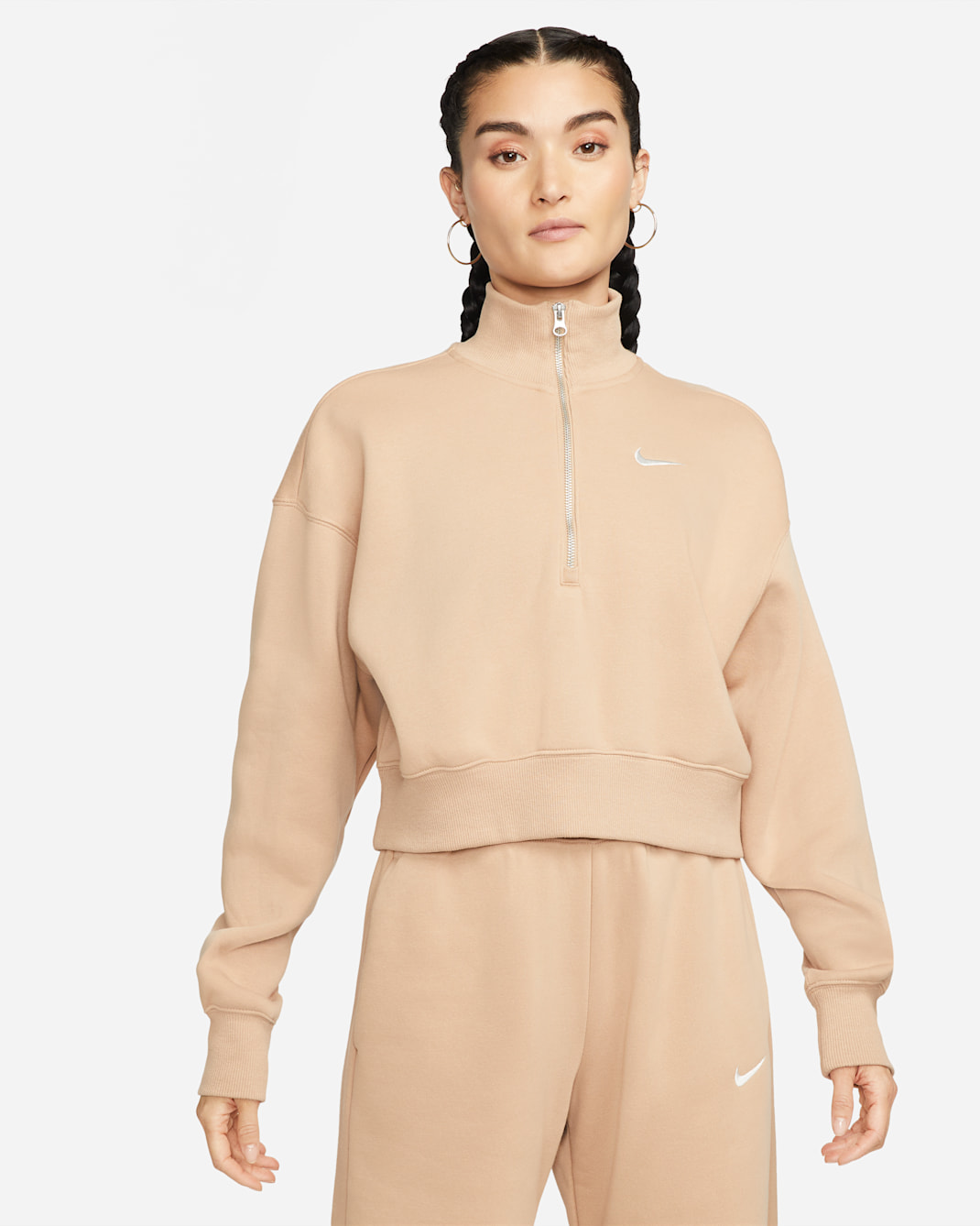 Nike Sportswear Phoenix Fleece Women's 1/4-Zip Cropped Sweatshirt - Hemp/Sail