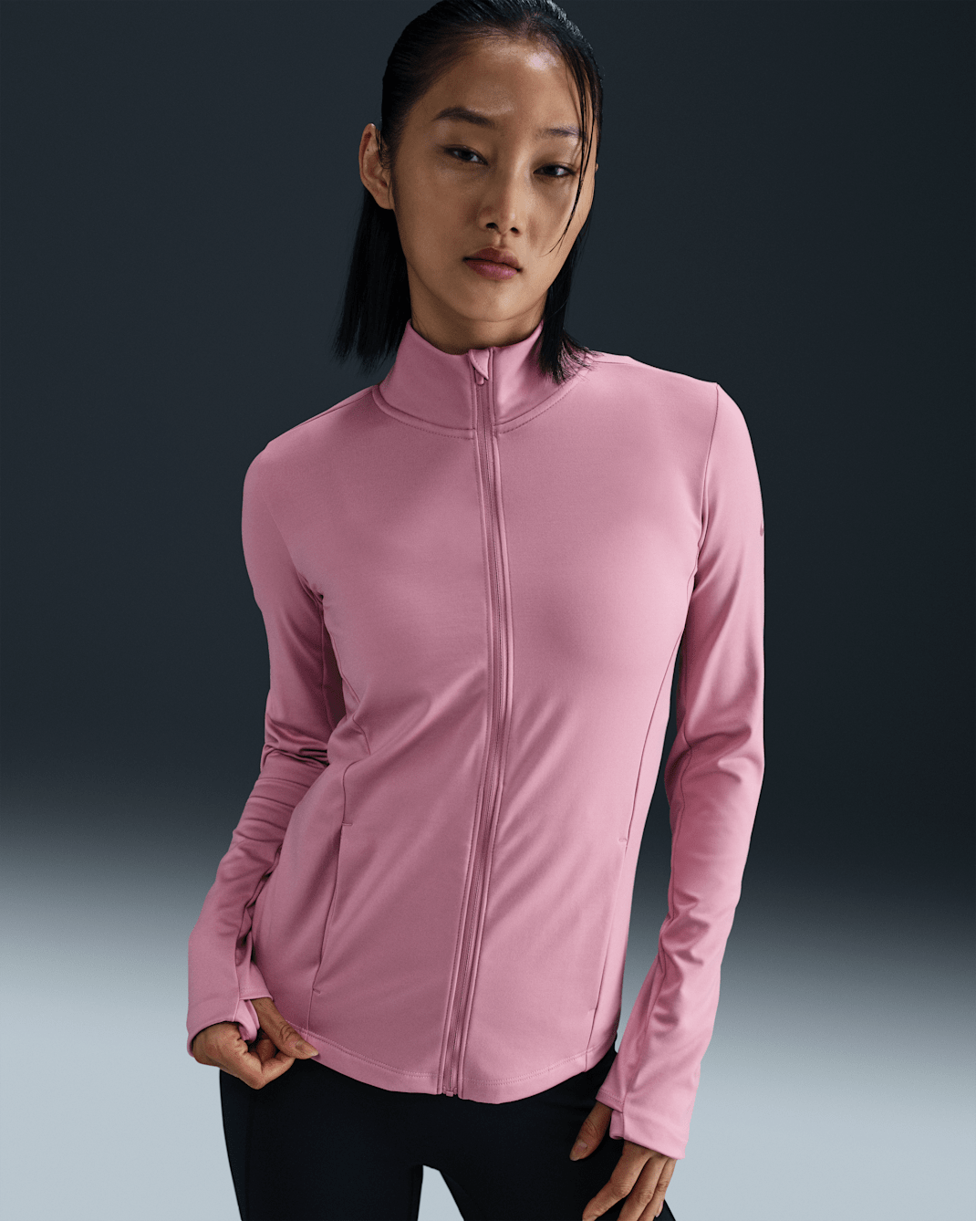 เสื้อมิดเลเยอร์ซิปยาวผู้หญิง Dri-FIT Nike One - Elemental Pink/ดำ